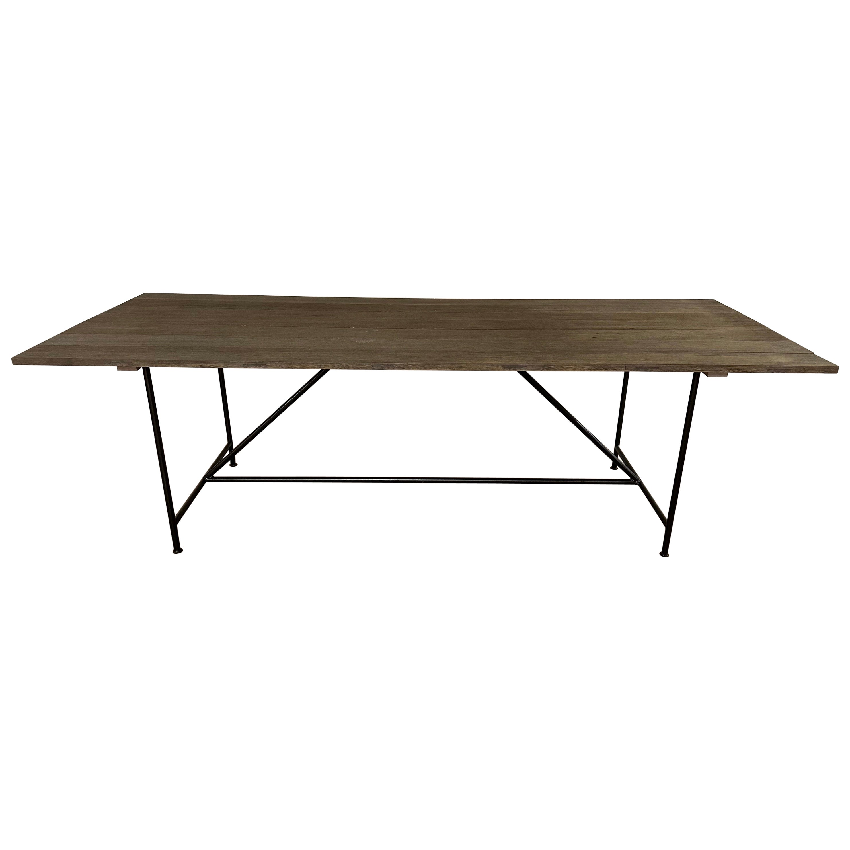 Reclaimed Mahogany Wood Top with Custom Metal Base