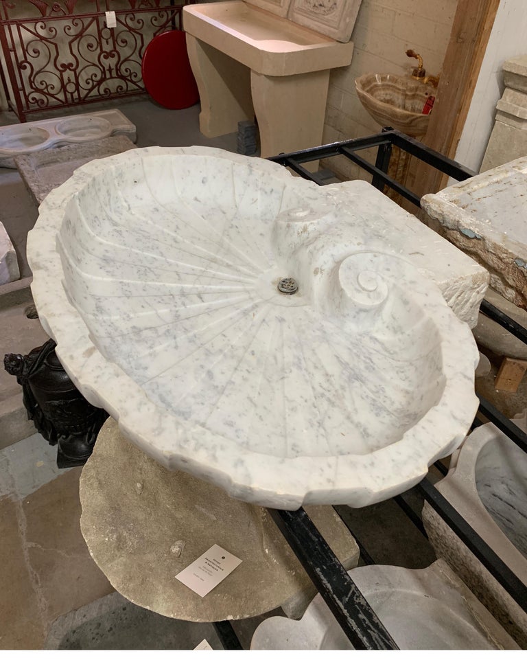 Reclaimed Marble Shell Sink at 1stDibs