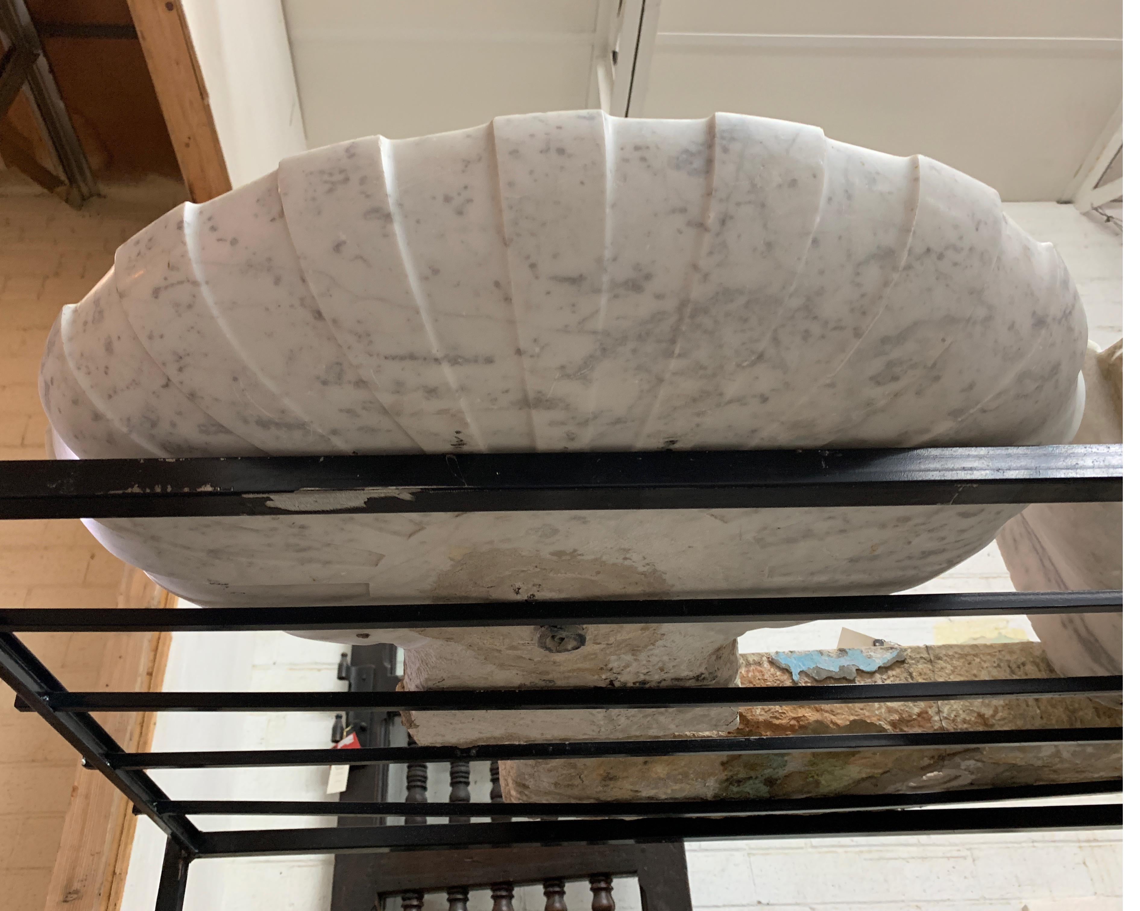 French Reclaimed Marble Shell Sink