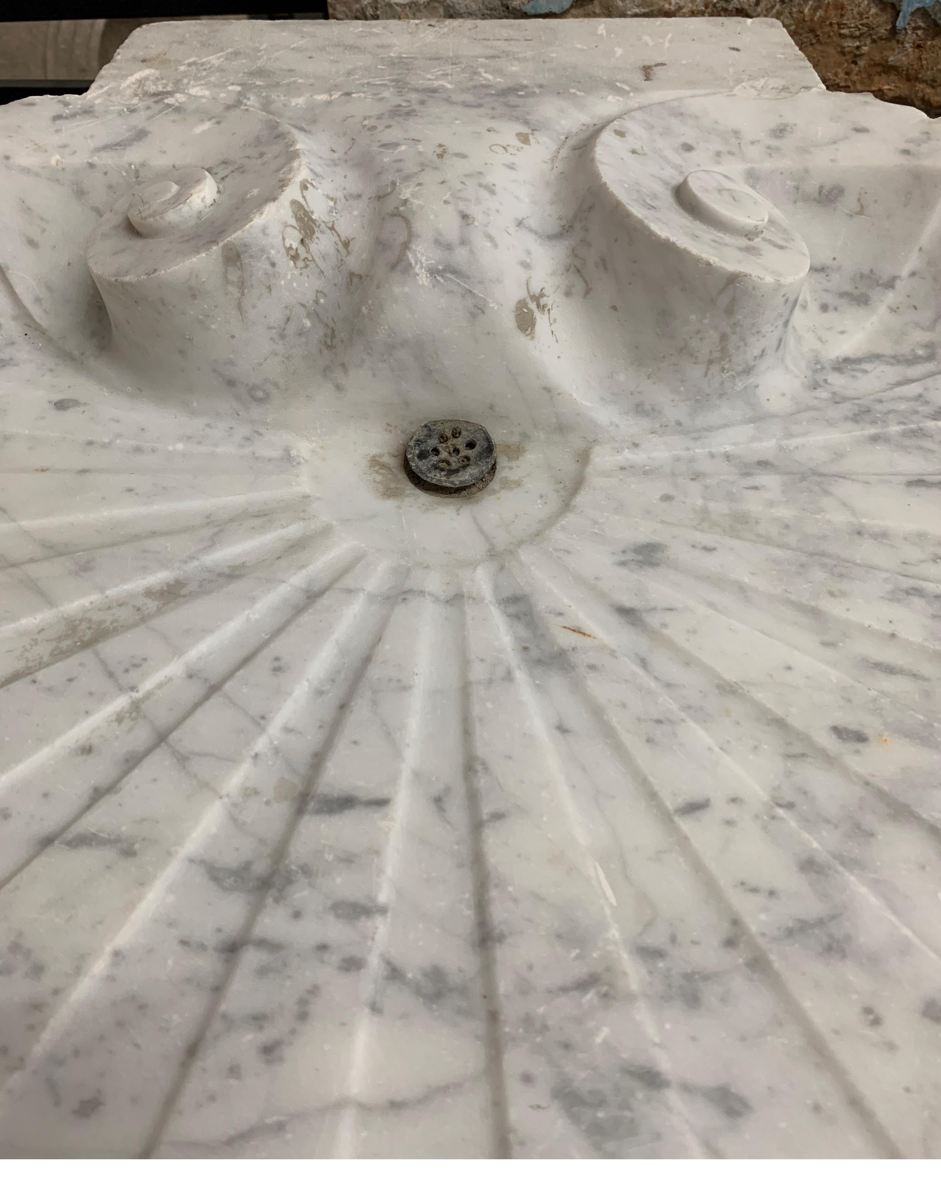 19th Century Reclaimed Marble Shell Sink