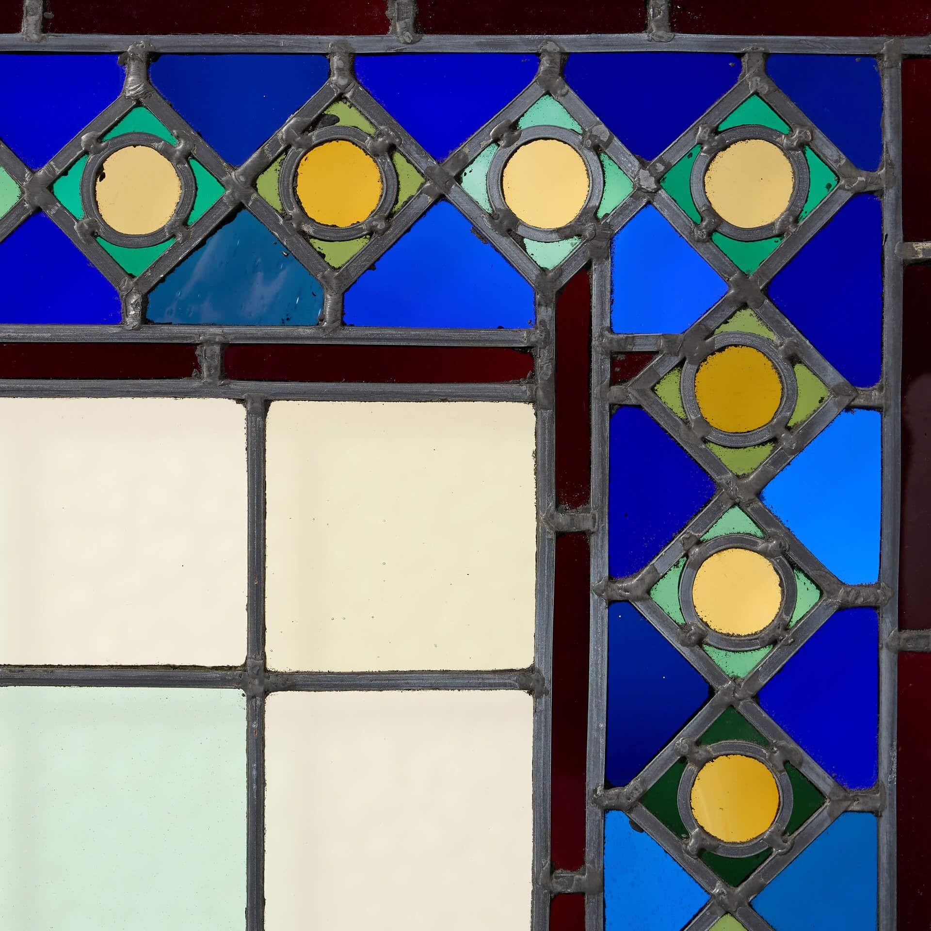 English Reclaimed Medieval Style Square Stained Glass Window For Sale