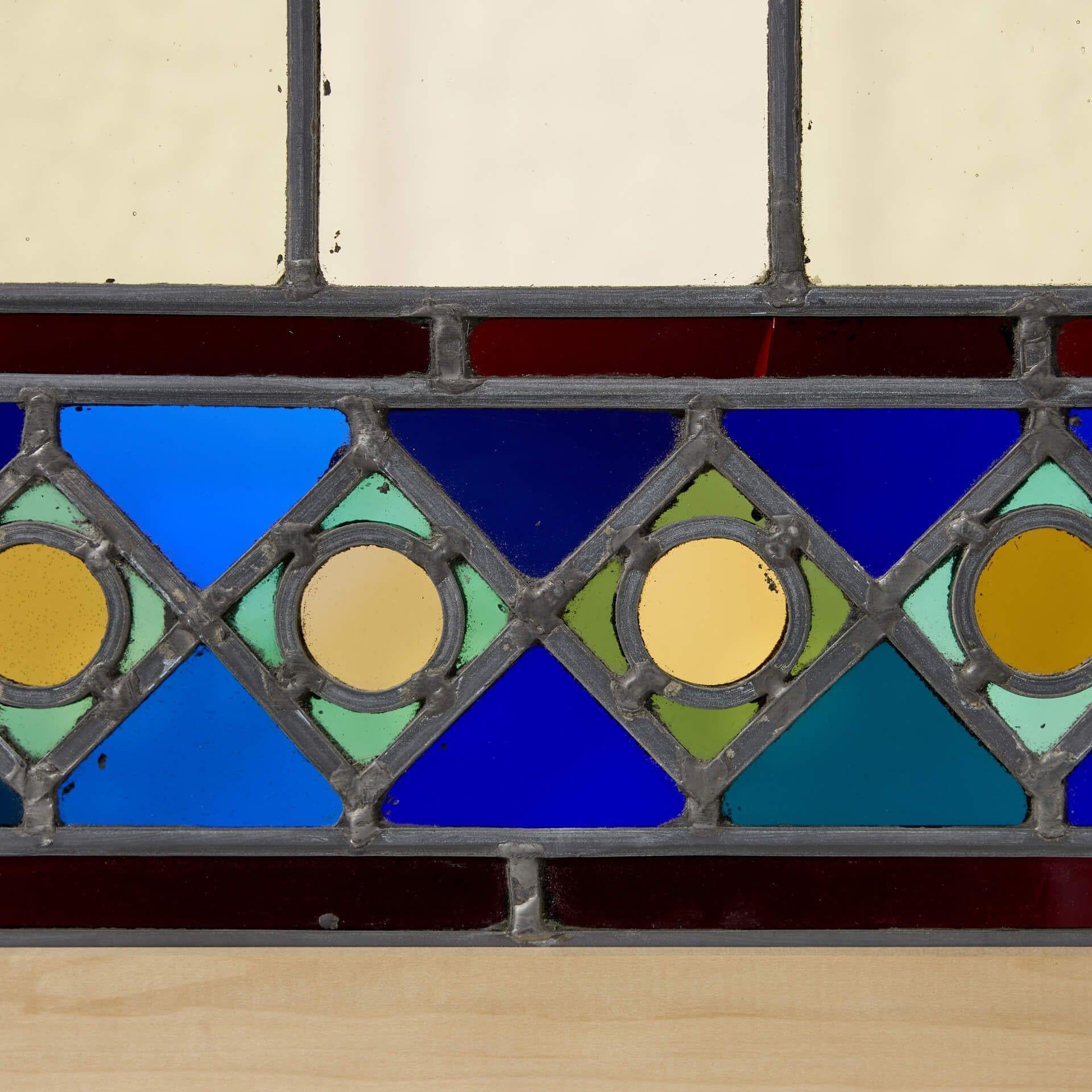 20th Century Reclaimed Medieval Style Square Stained Glass Window For Sale