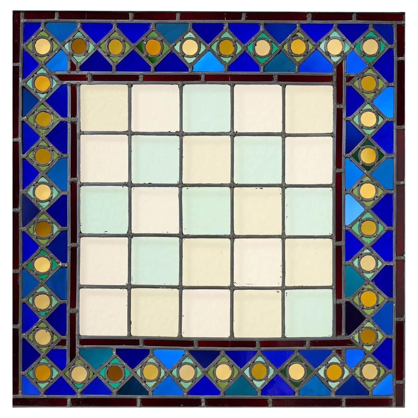 Reclaimed Medieval Style Square Stained Glass Window For Sale