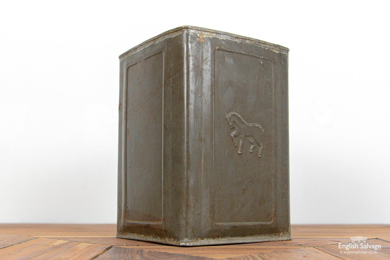 European Reclaimed Metal Container with Horse Motif, 20th Century For Sale