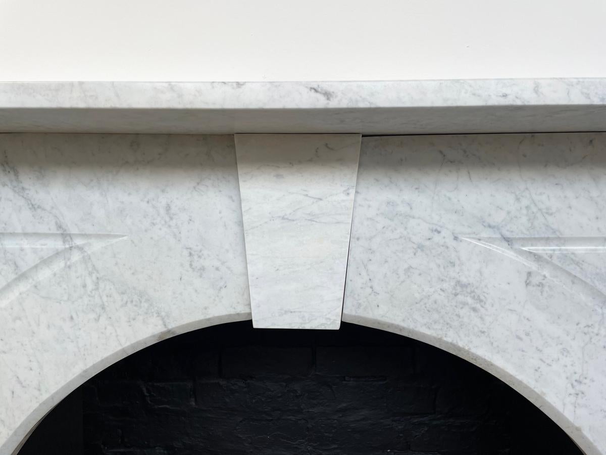 19th Century Reclaimed Mid-Victorian Arched Carrara Marble Fireplace Surround