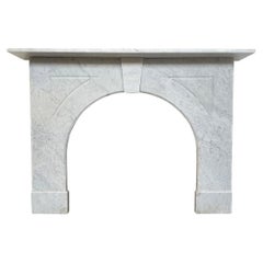 Antique Reclaimed Mid-Victorian Arched Carrara Marble Fireplace Surround