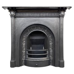Reclaimed mid Victorian cast iron arched combination fireplace