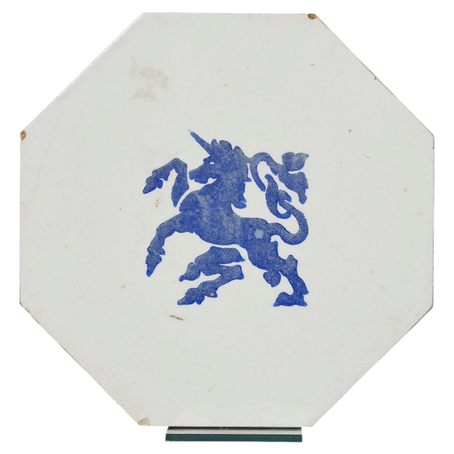 Reclaimed Minton Hollins & Co. Victoria and Albert Museum Unicorn Tile