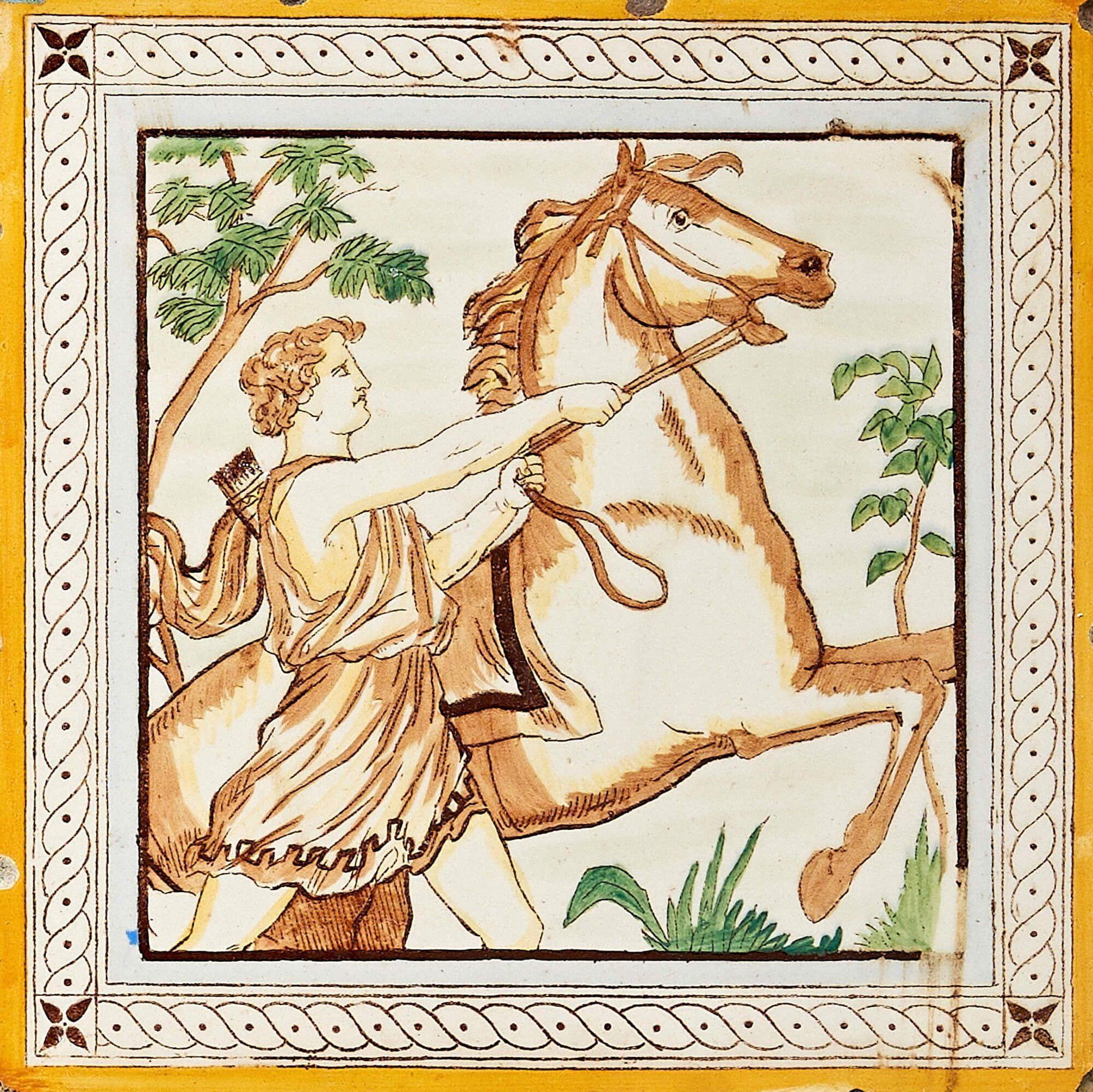 Neoclassical Reclaimed Mythological Tile by Minton Hollins For Sale