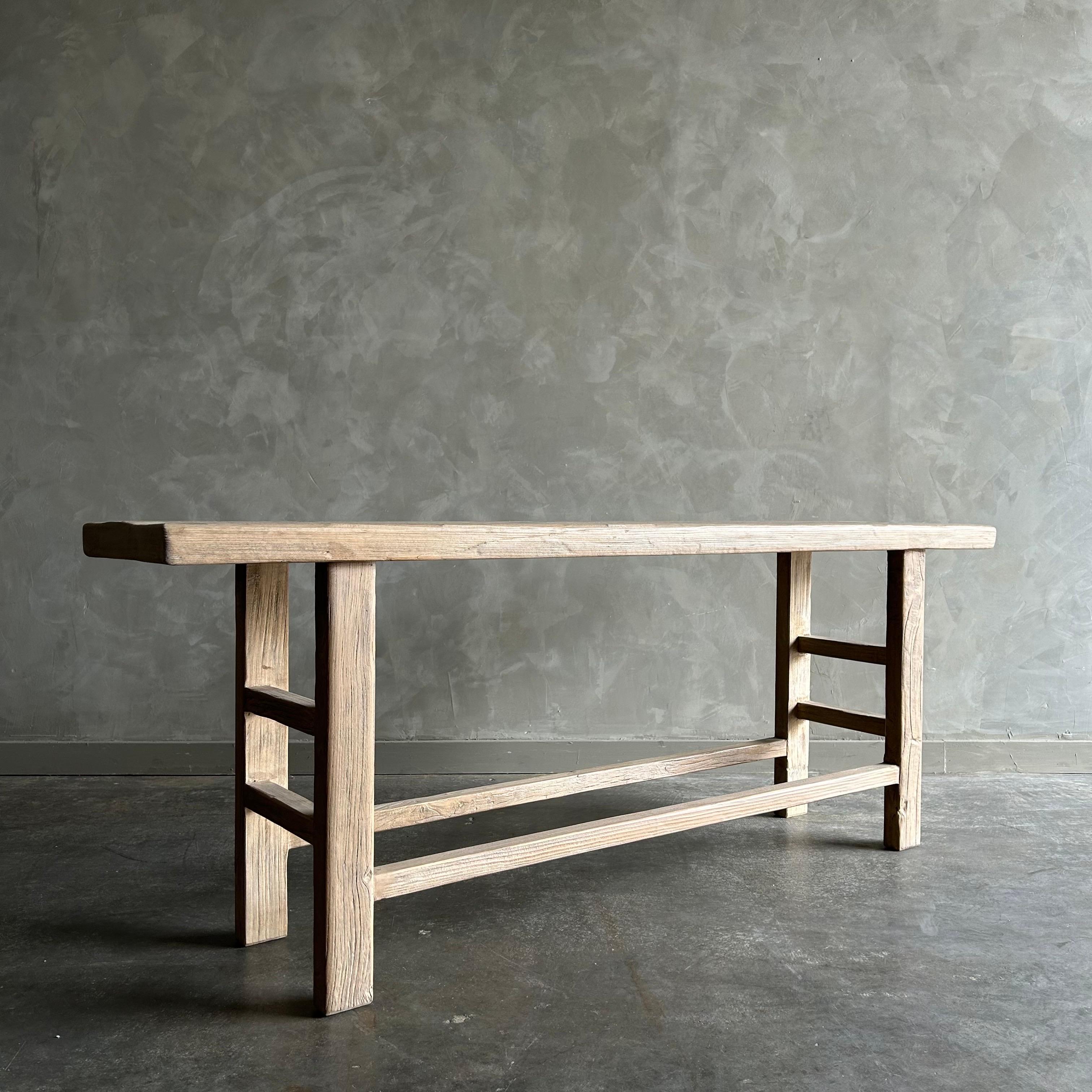 Organic Modern Reclaimed Natural Elm Wood Sofa Table 74