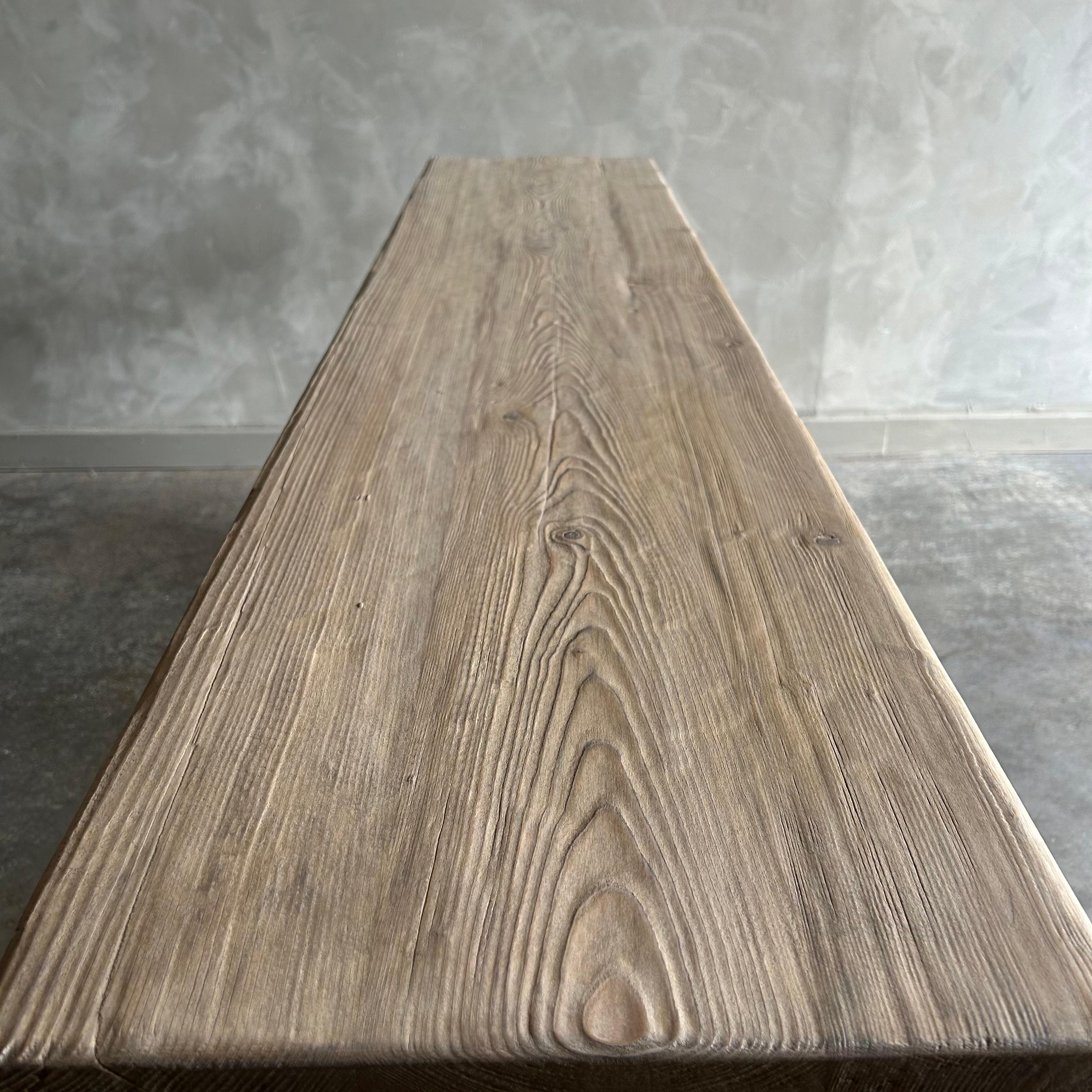 Contemporary Reclaimed Natural Elm Wood Sofa Table 74