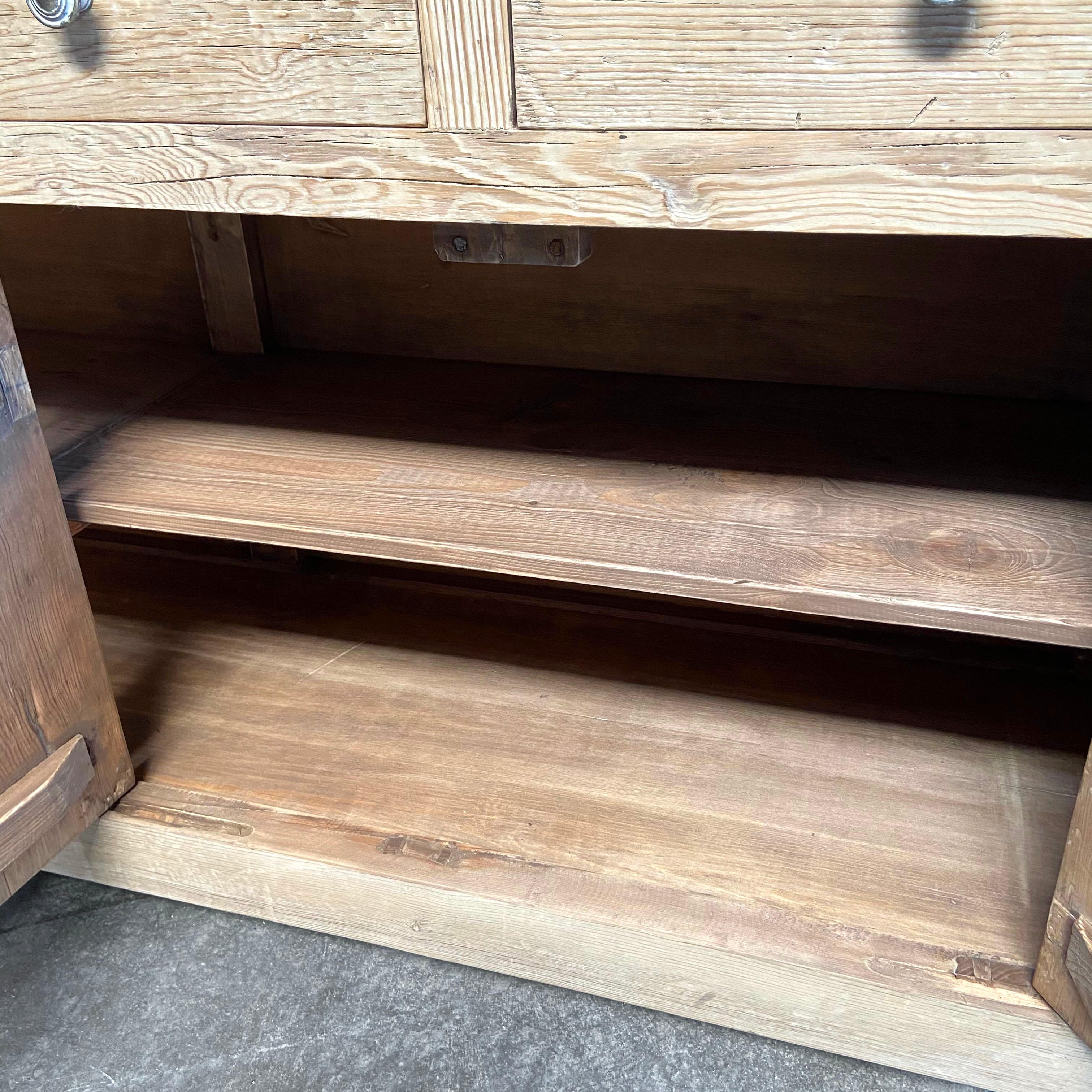 Reclaimed Natural Pine Cabinet with Drawers and Doors 5