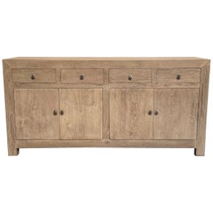 Reclaimed Natural Pine Cabinet with Drawers and Doors