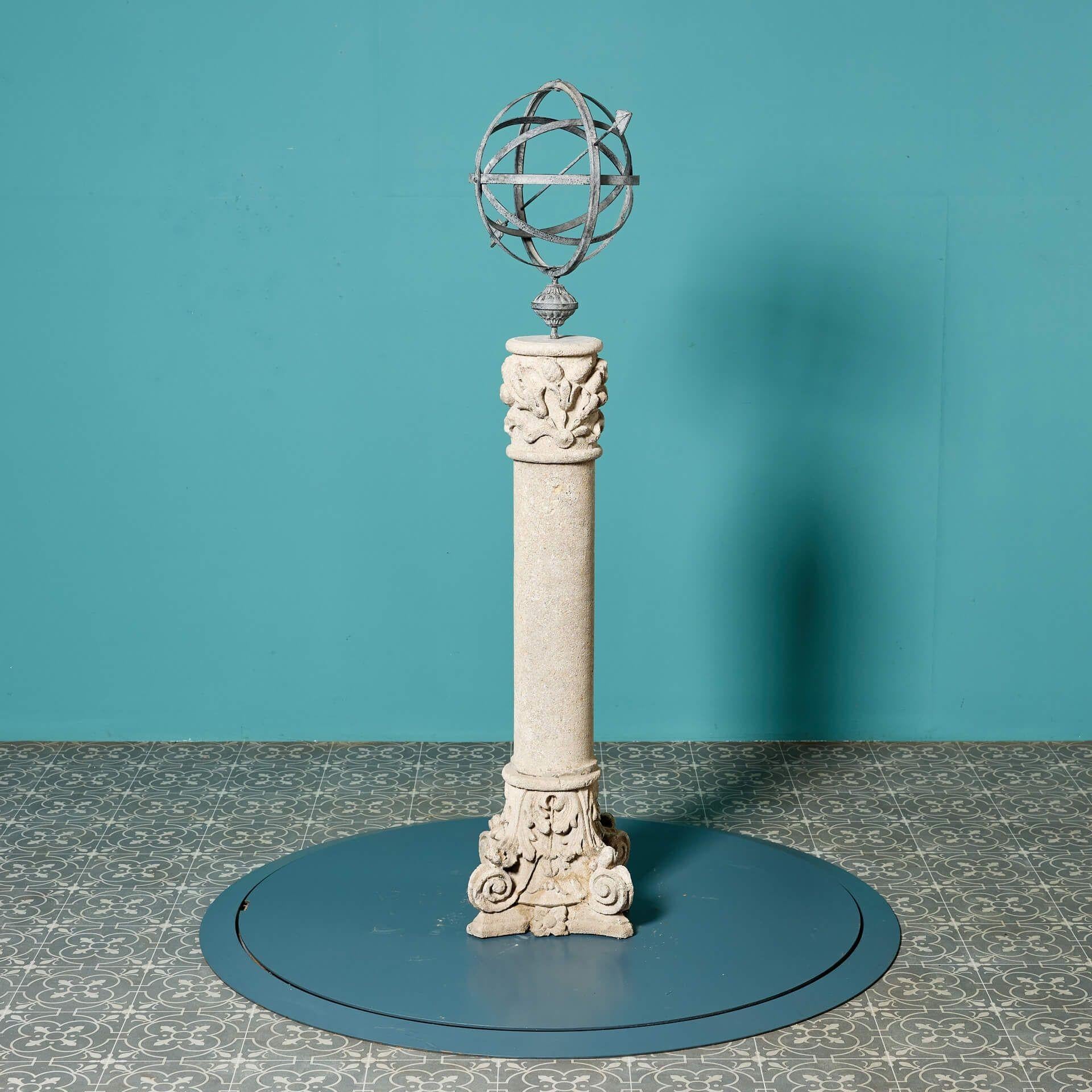 20ième siècle Armillary Sundial de style néoclassique récupéré en vente