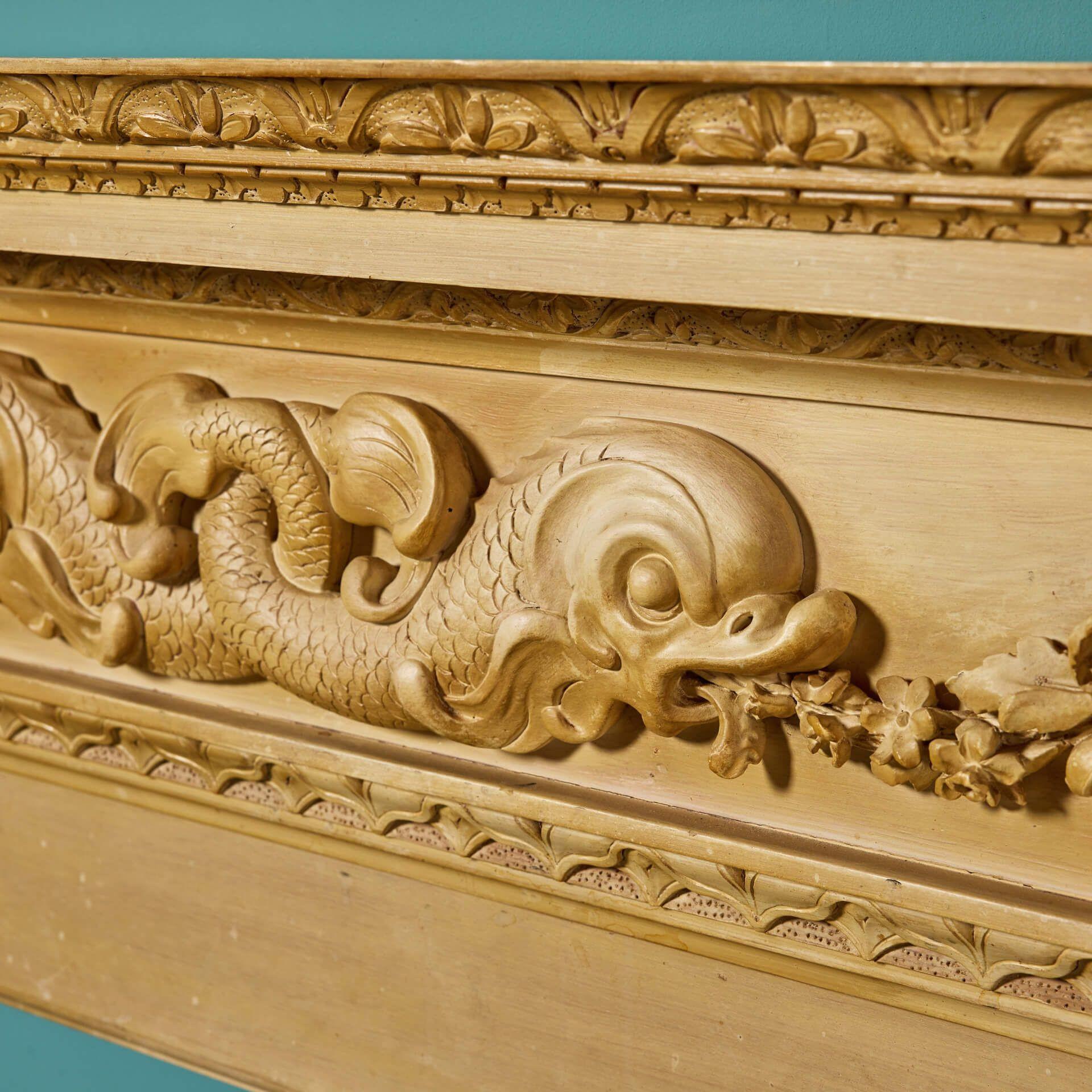 20th Century Reclaimed Neoclassical Style Fireplace with Dolphin Frieze For Sale