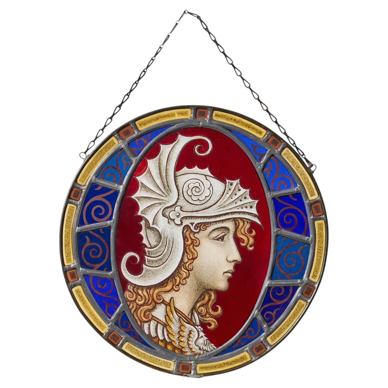 Reclaimed Neoclassical Style Stained Glass Roundel
