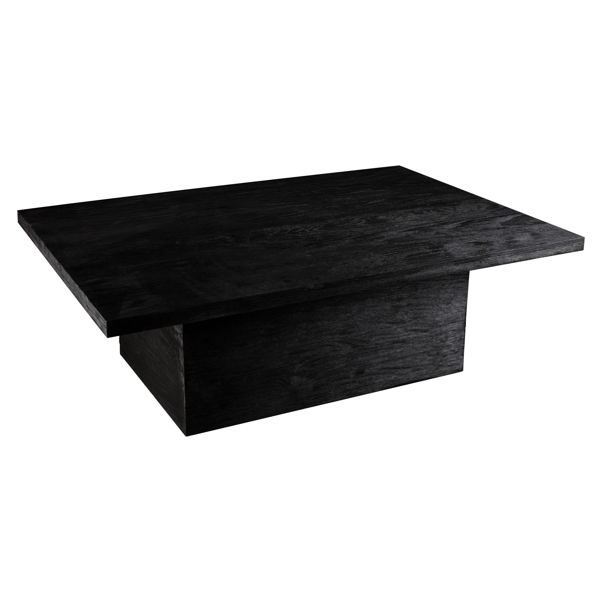 Table basse rectangulaire en chêne noir recyclé