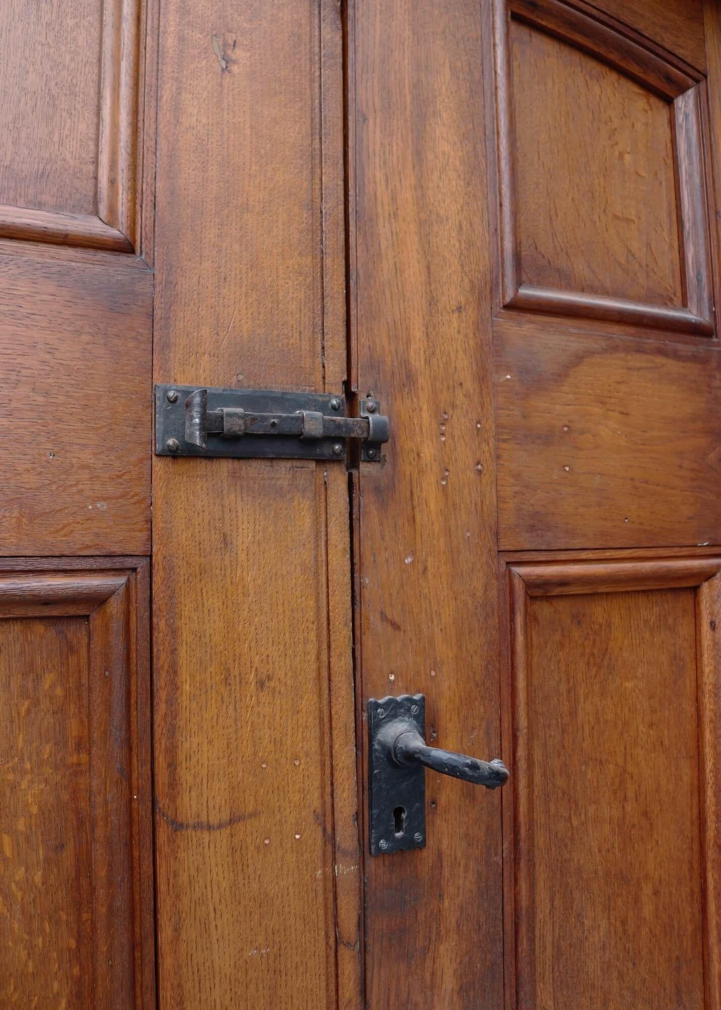 Edwardian Reclaimed Oak Double Front Doors and Frame For Sale