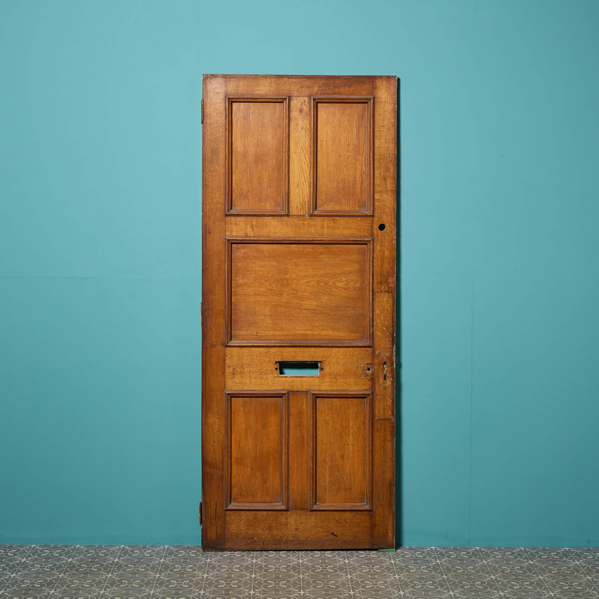 Reclaimed Victorian 5-Panel Oak Door For Sale