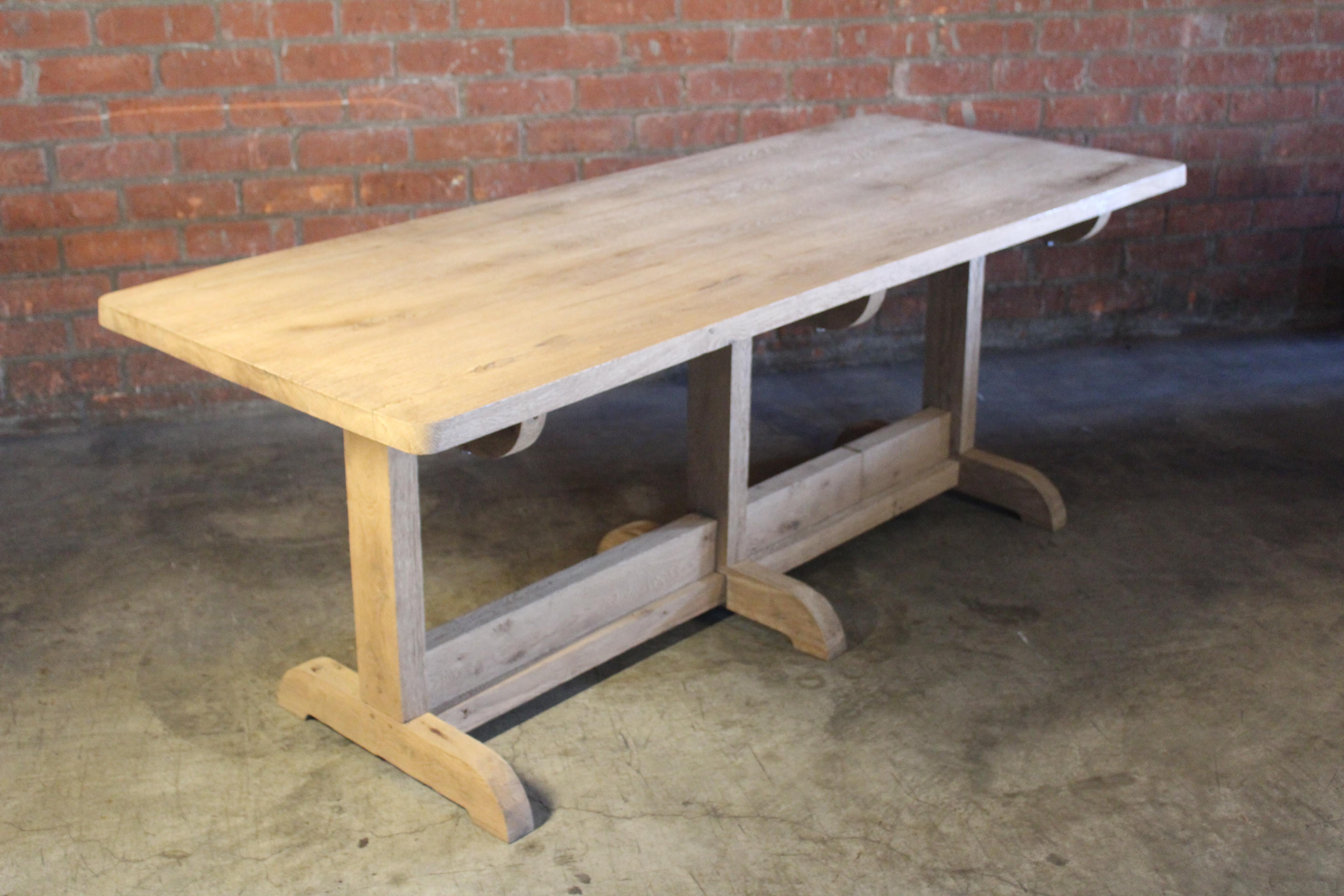 Sandblasted Reclaimed Oak French Console or Dining Table, 1960s