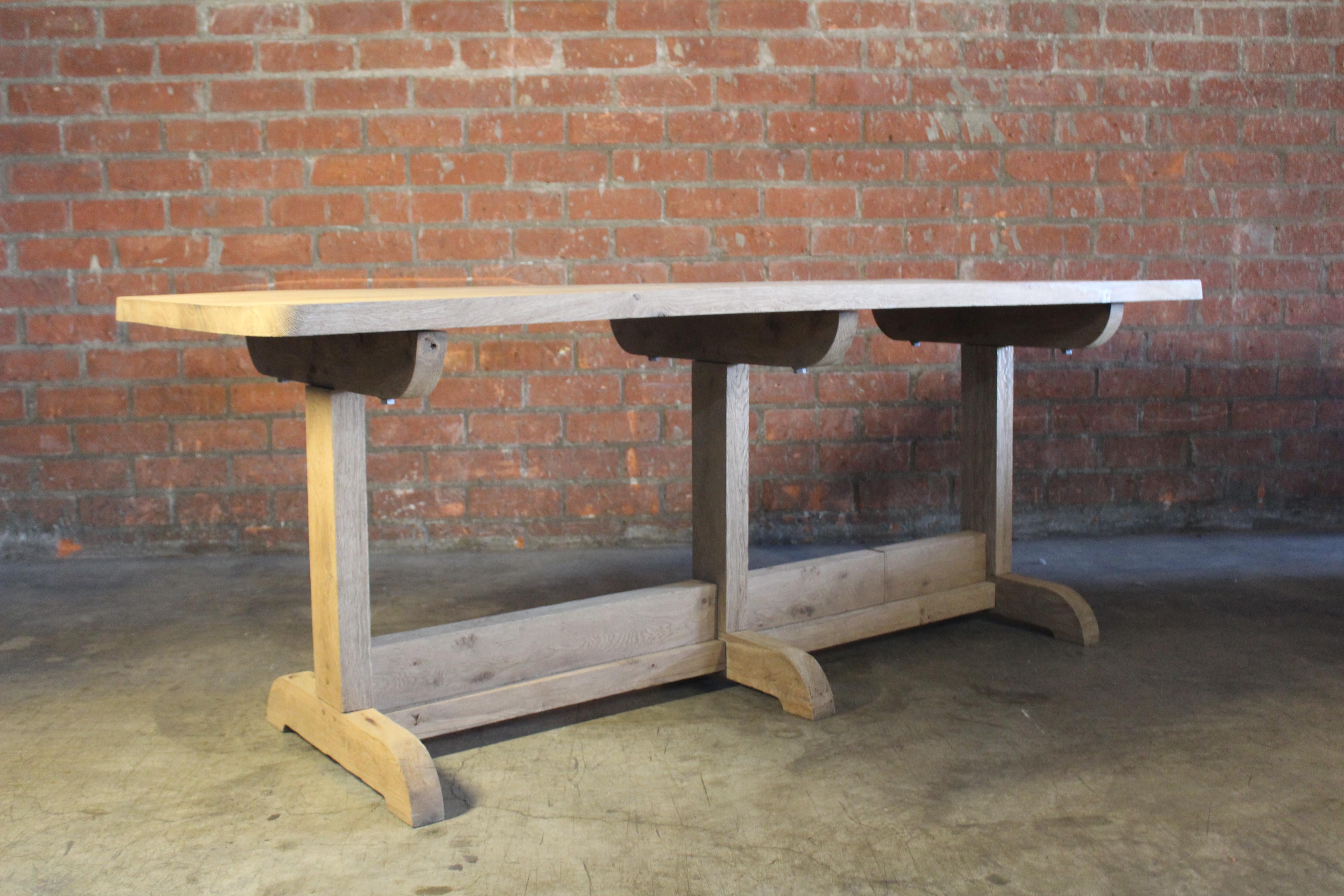 Mid-20th Century Reclaimed Oak French Console or Dining Table, 1960s