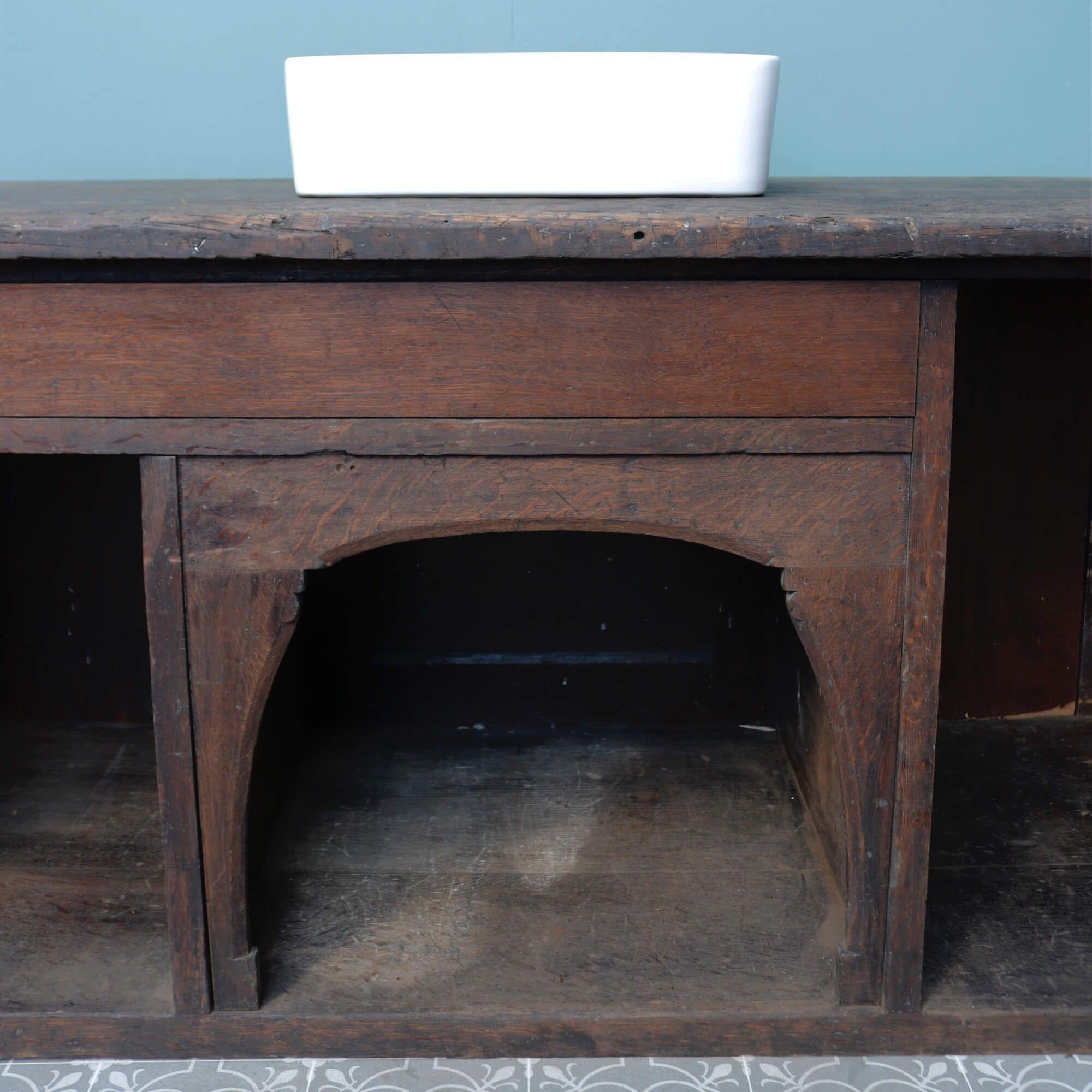 19th Century Reclaimed Oak Unit with Utility Basin For Sale