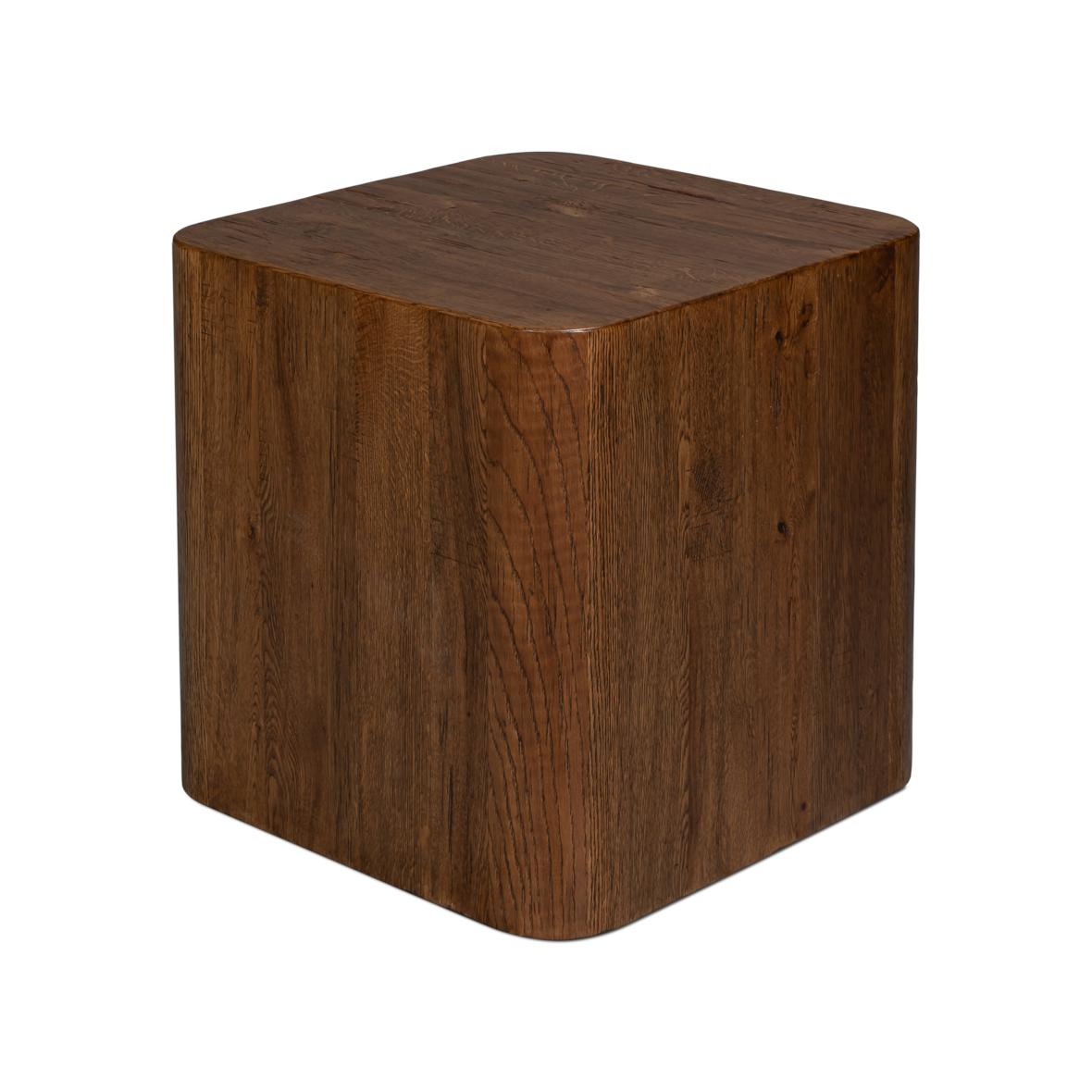 Mesa cúbica de madera de roble recuperada Minimalista en venta
