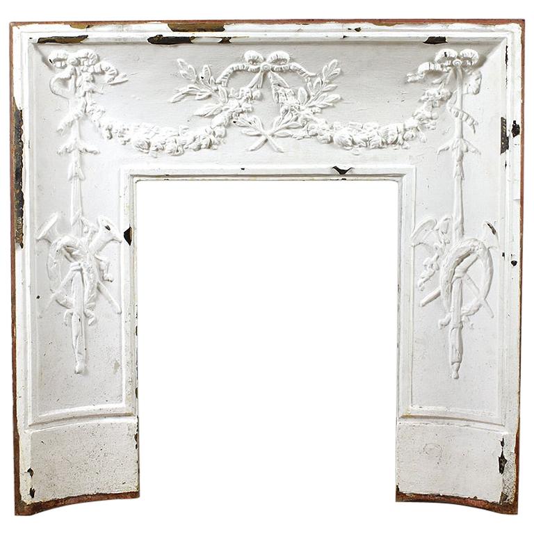 Reclaimed Ornate Cast Iron Fire Insert, 20th Century For Sale