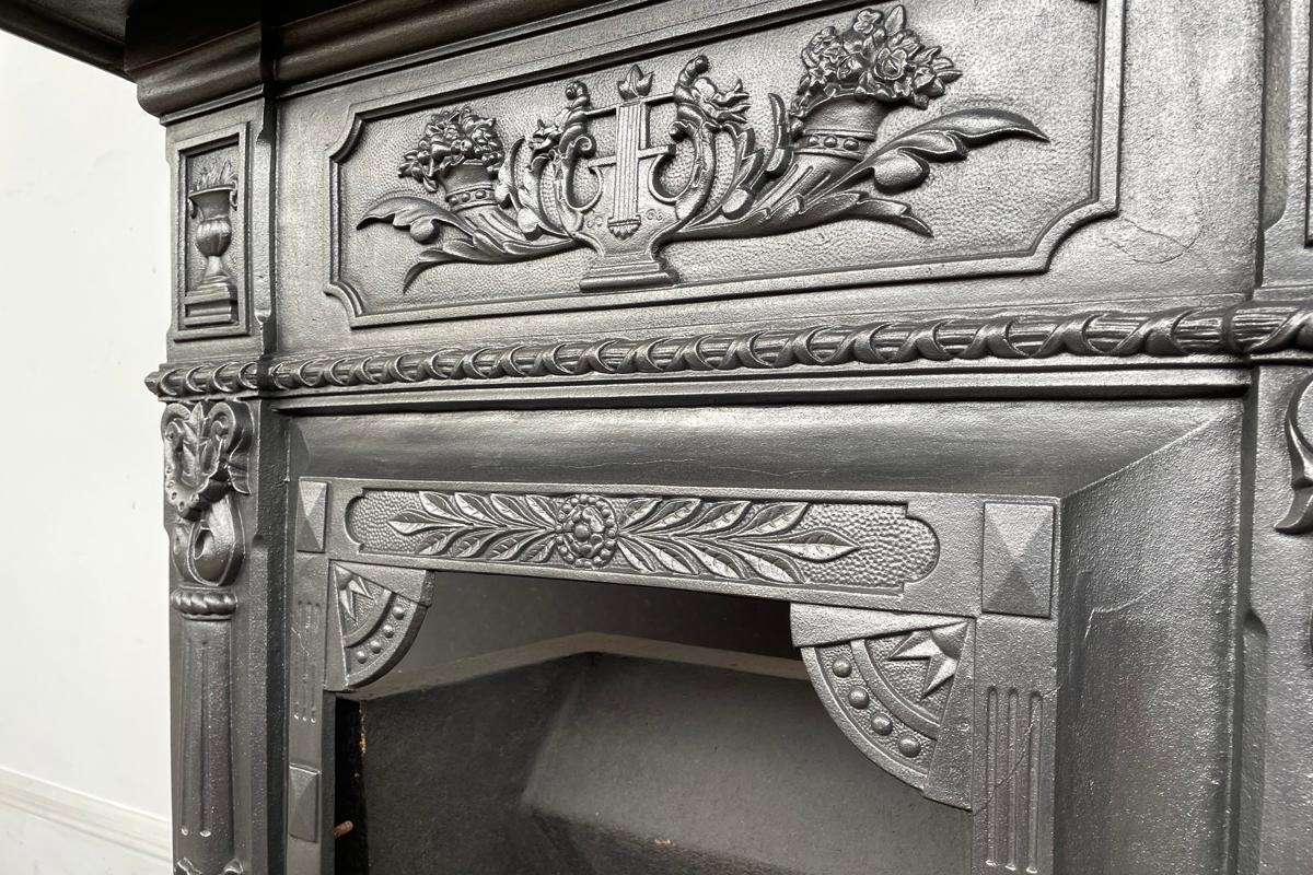 Reclaimed Ornate Victorian Cast Iron Combination Fireplace In Good Condition In Manchester, GB