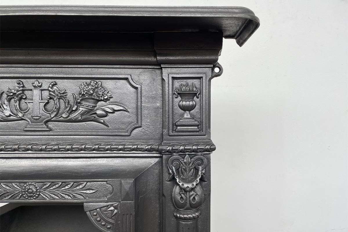 19th Century Reclaimed Ornate Victorian Cast Iron Combination Fireplace