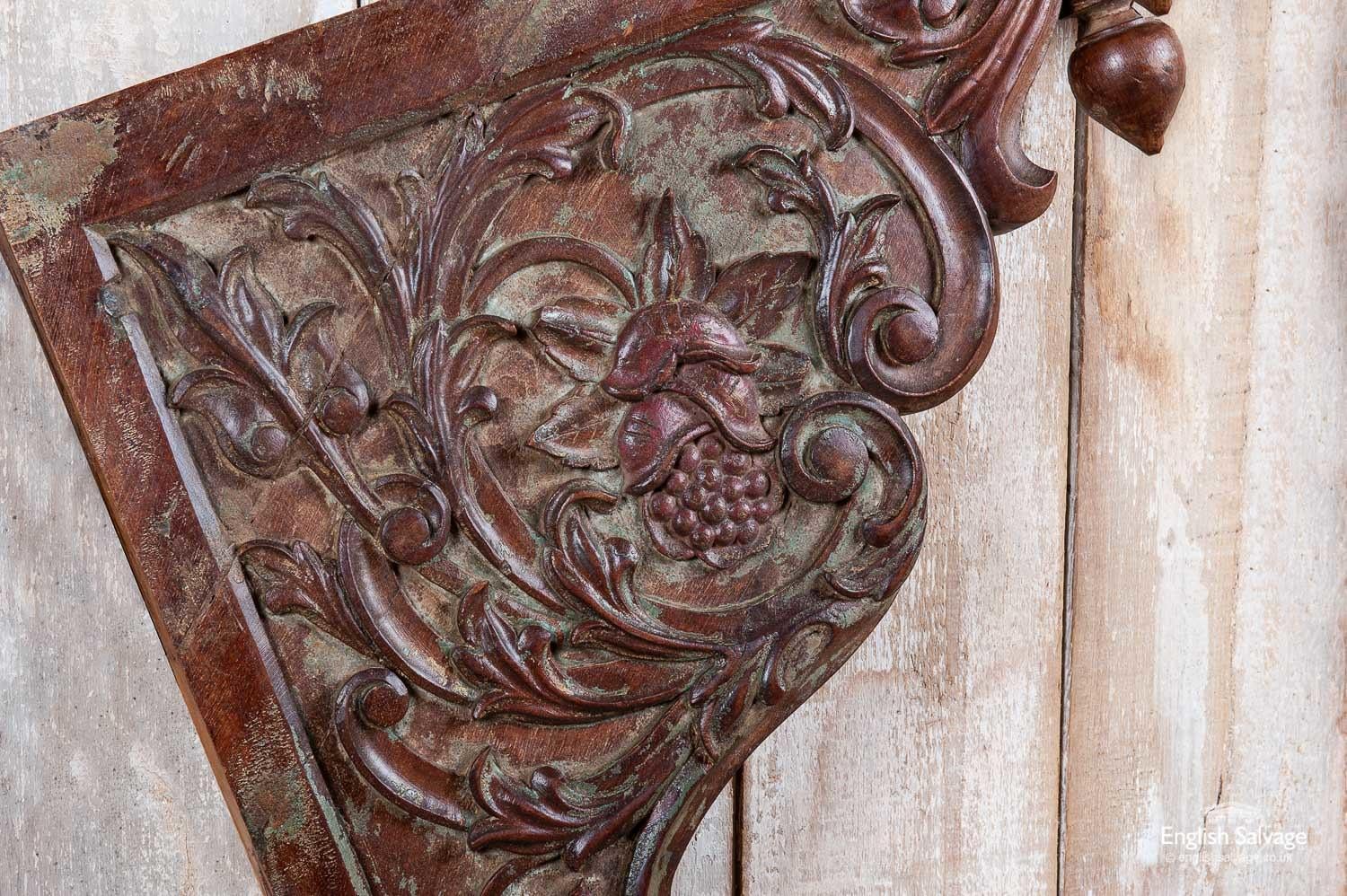 European Reclaimed Ornately Carved Teak Brackets, 20th Century For Sale