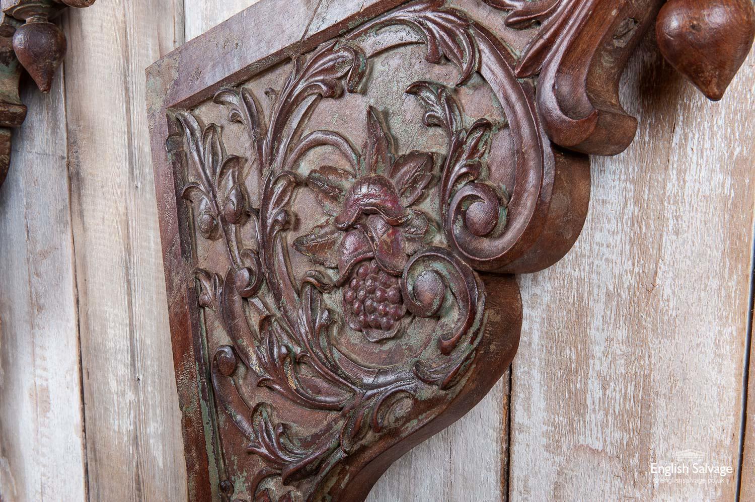 Reclaimed Ornately Carved Teak Brackets, 20th Century For Sale 1