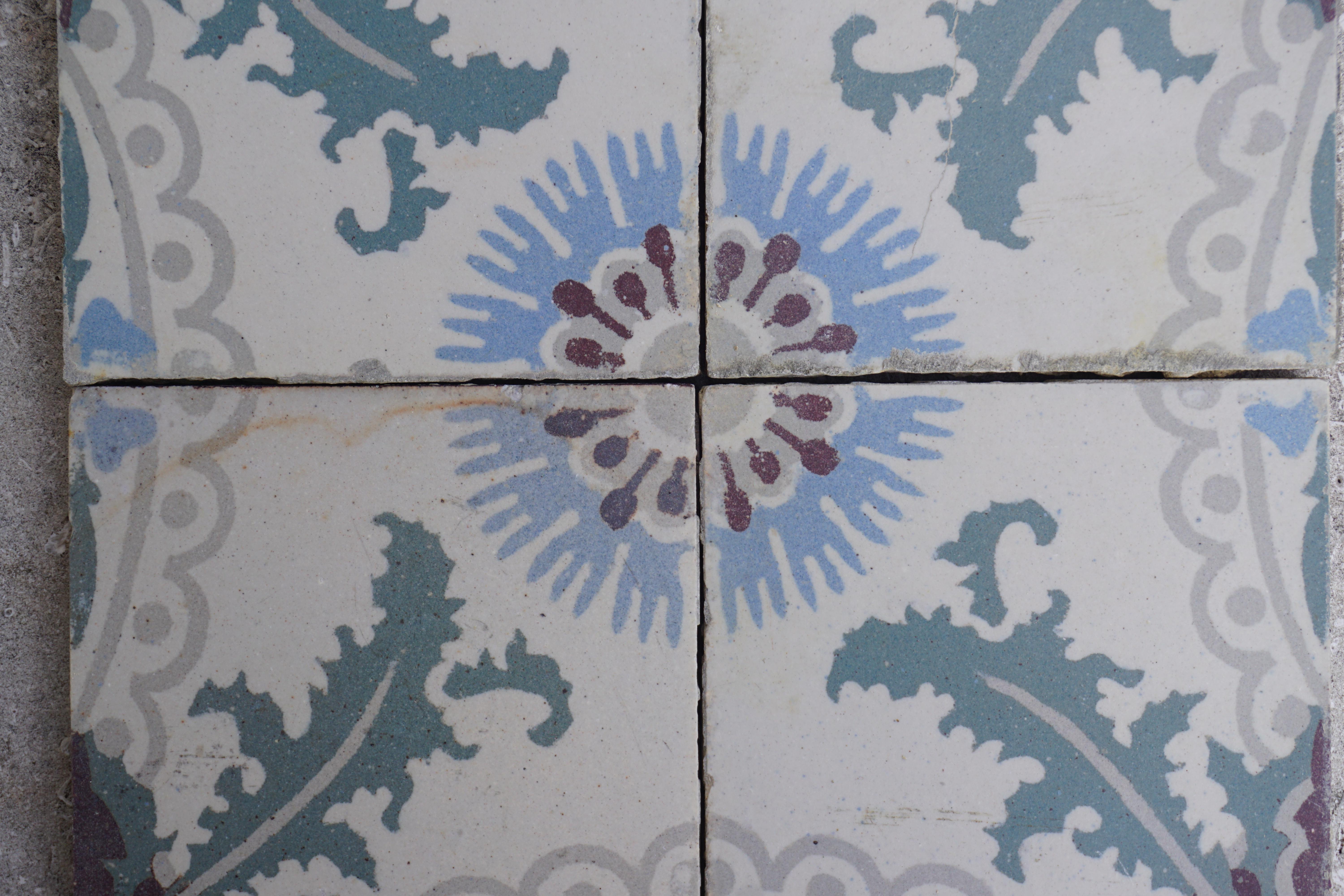 French Reclaimed Painted Tiles from France