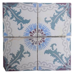 Antique Reclaimed Painted Tiles from France