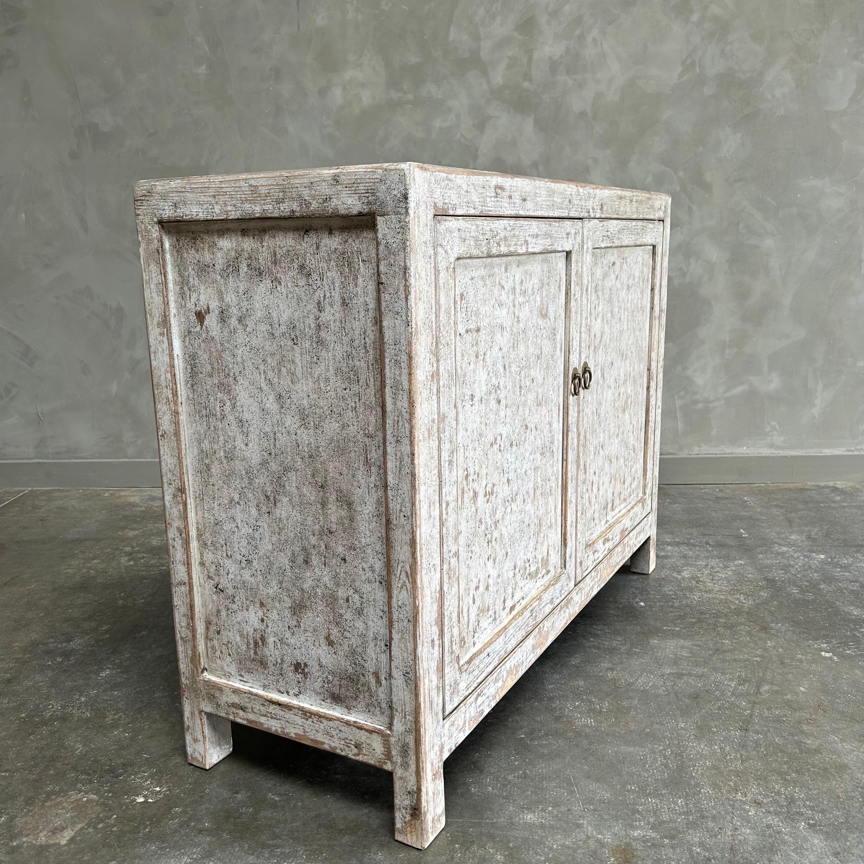Reclaimed Painted Wood Cabinet with 2 Doors In New Condition For Sale In Brea, CA