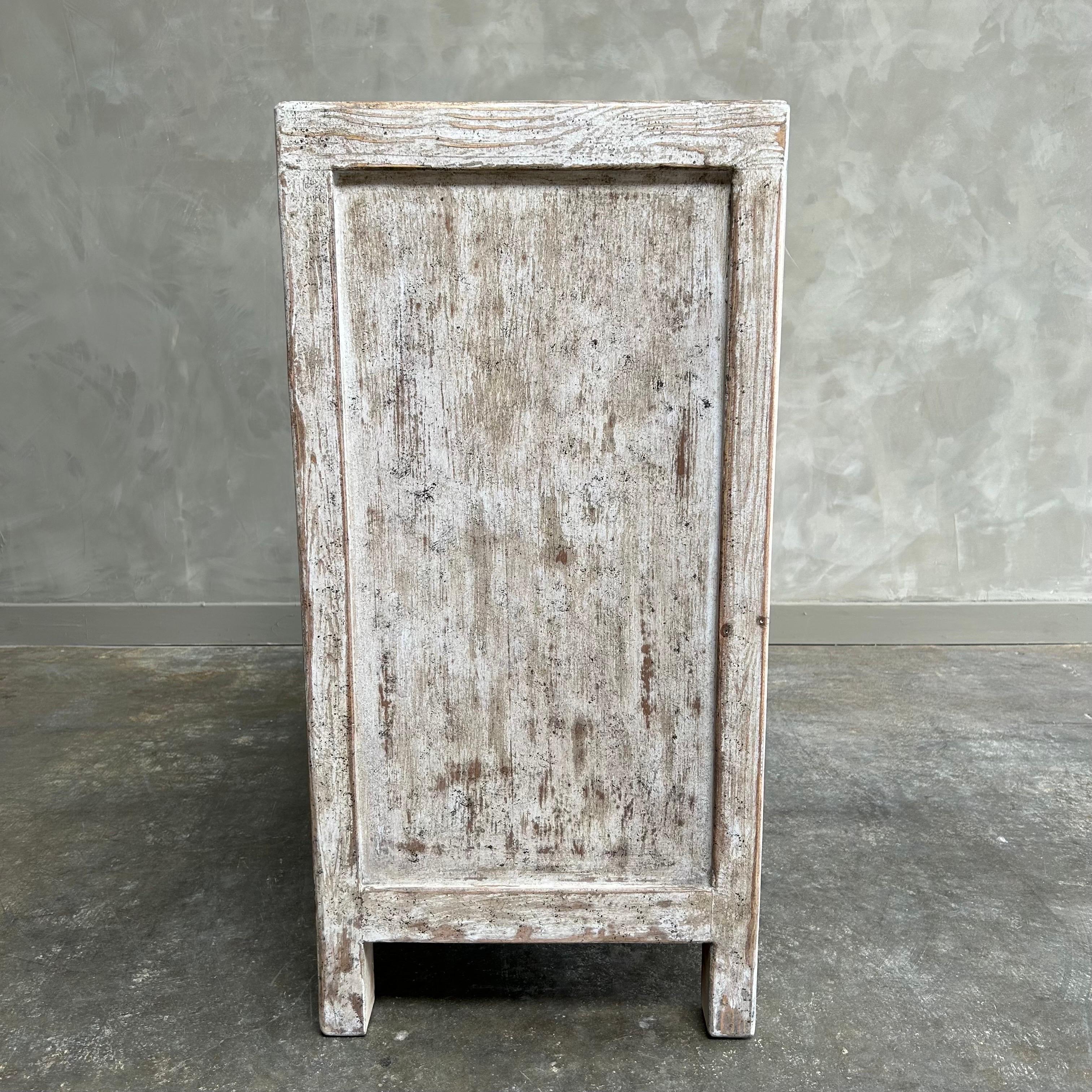 Elm Reclaimed Painted Wood Cabinet with 2 Doors For Sale