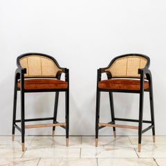 Paire de tabourets de bar récupérés inspirés du milieu du siècle dernier  Edward Wormley