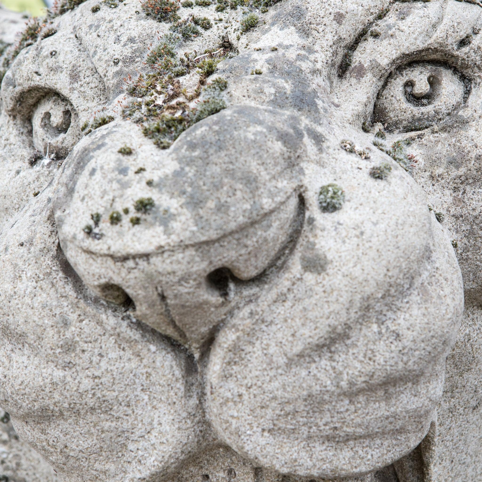 Sculpté Paire de lions monumentaux récupérés sur leur propre socle en vente