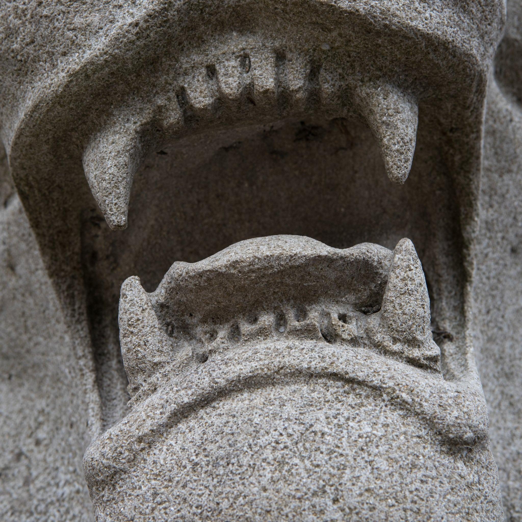 19th Century Reclaimed Pair of Monumental Stone Lions on their own Plinth For Sale