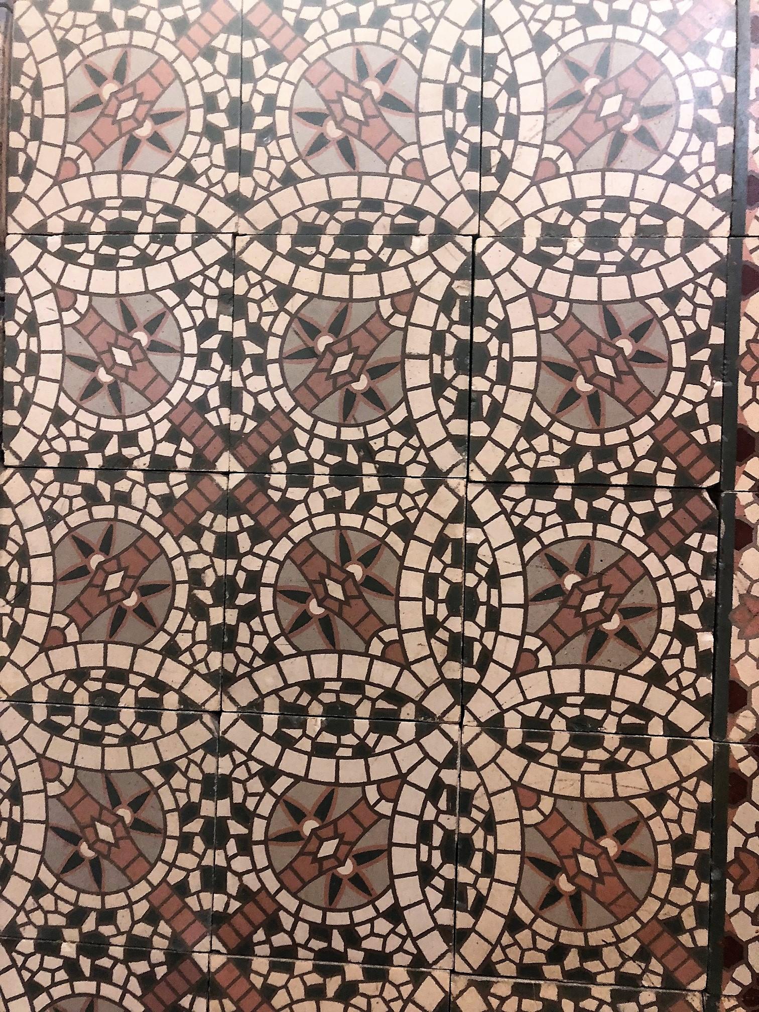 Beautiful, hand-painted, reclaimed antique, cement tile flooring was imported from France, 

circa 1890.


 