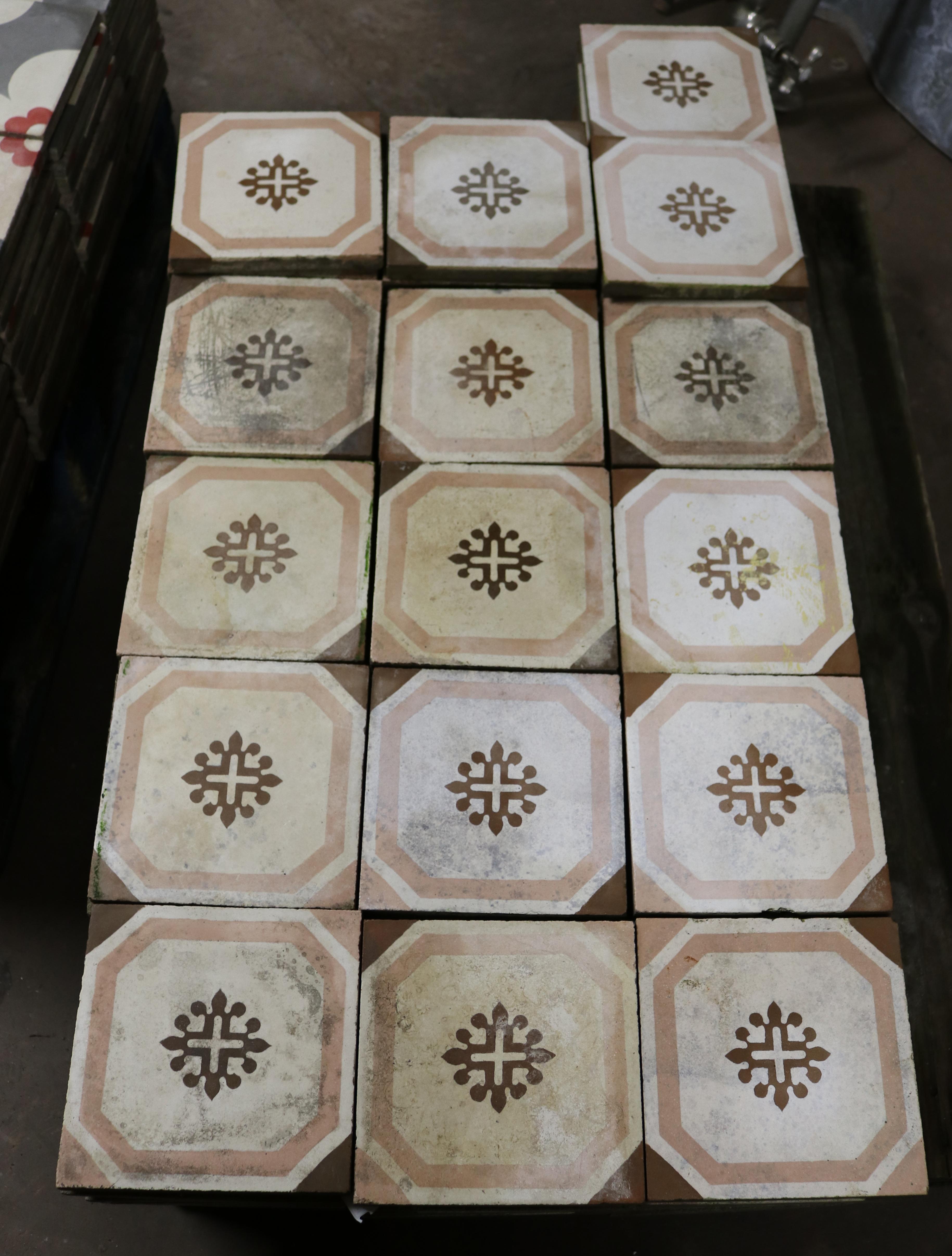 Hand-Crafted Reclaimed Patterned Encaustic Cement Floor Tiles