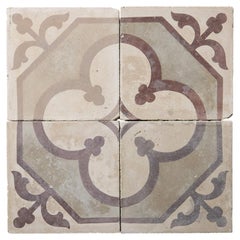 Tiles de sol à l'encaustique récupérés avec motif