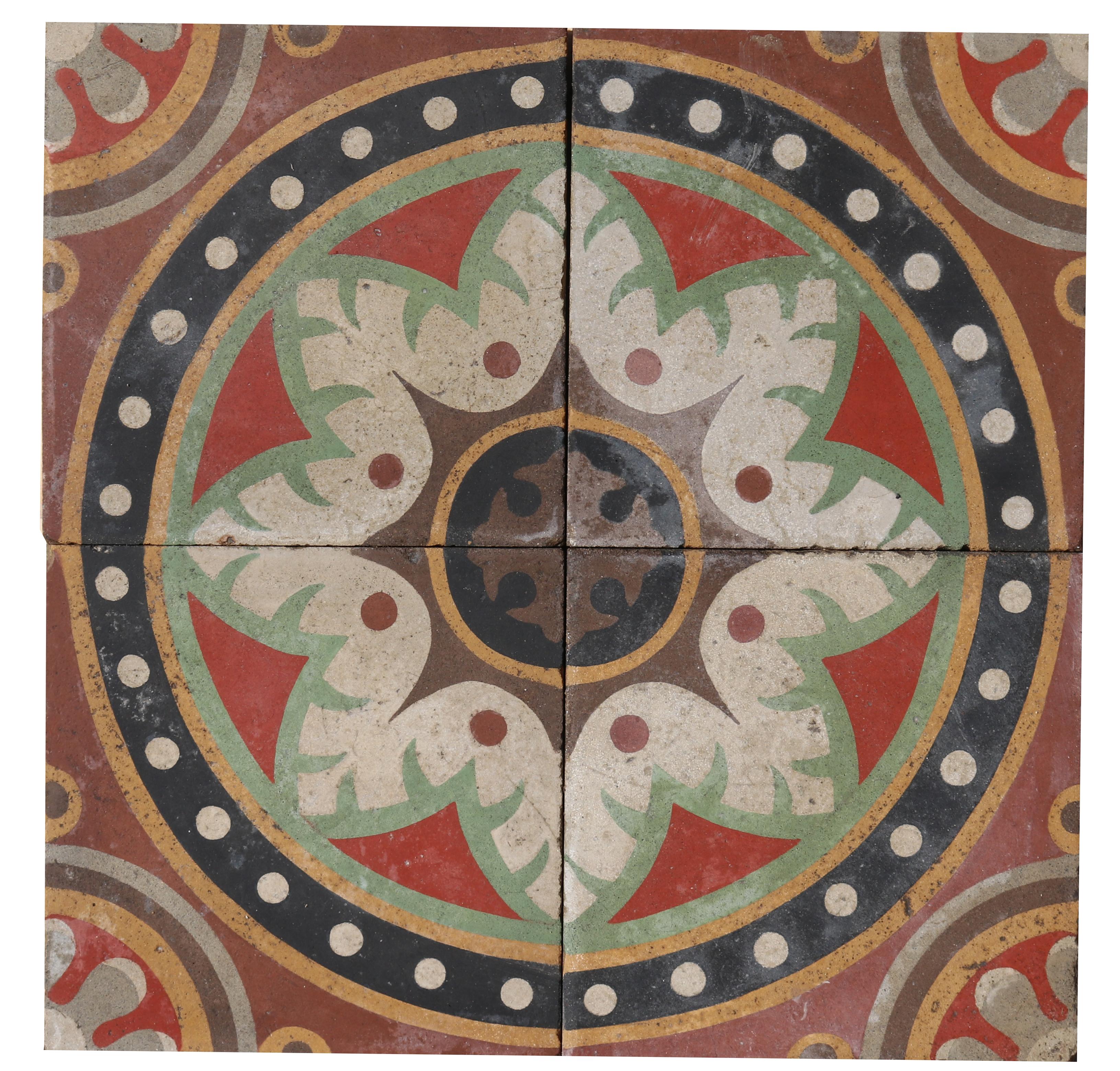 English Reclaimed Patterned Encaustic Floor Tiles
