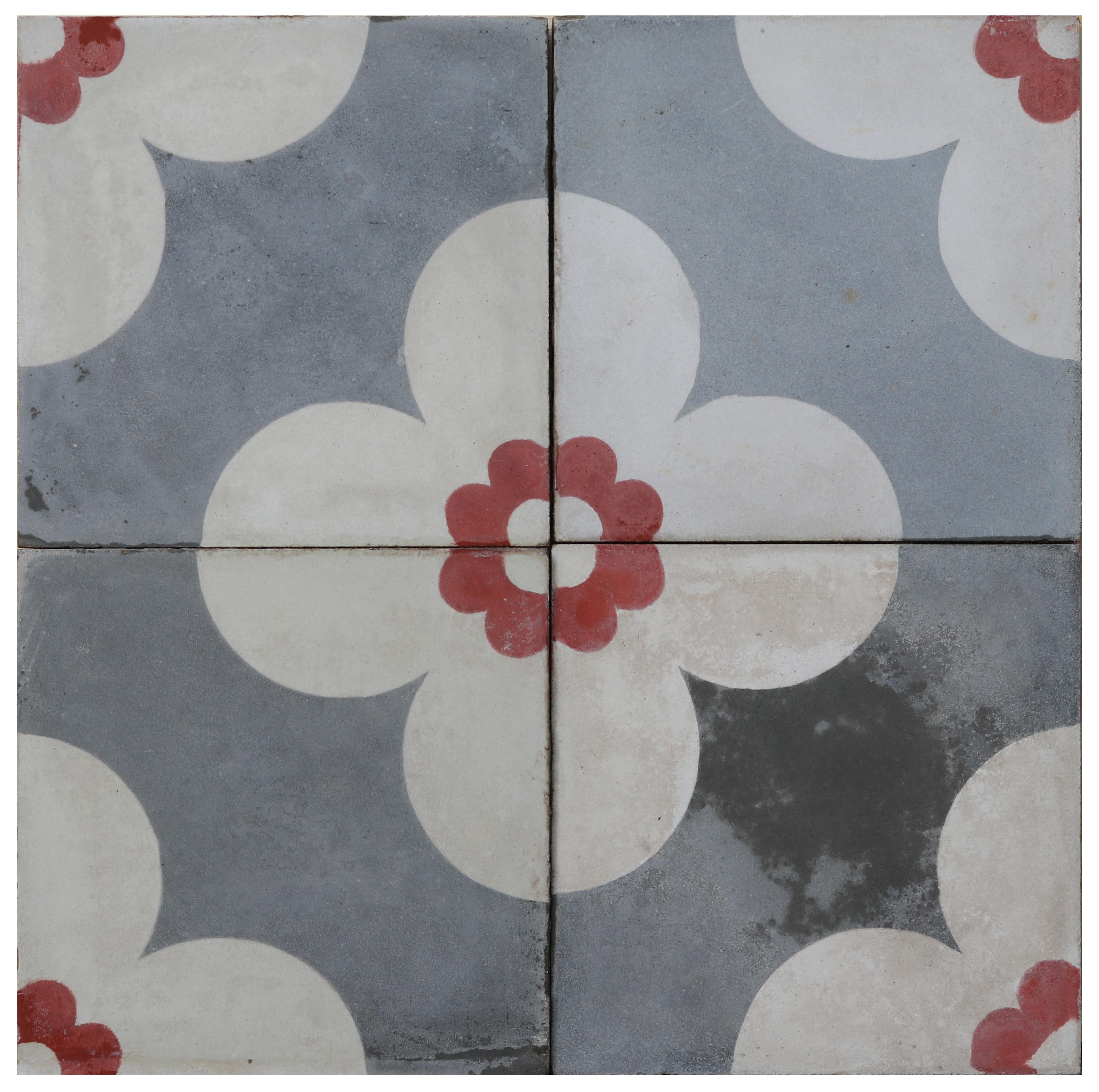 20th Century Reclaimed Patterned Encaustic Floor Tiles For Sale