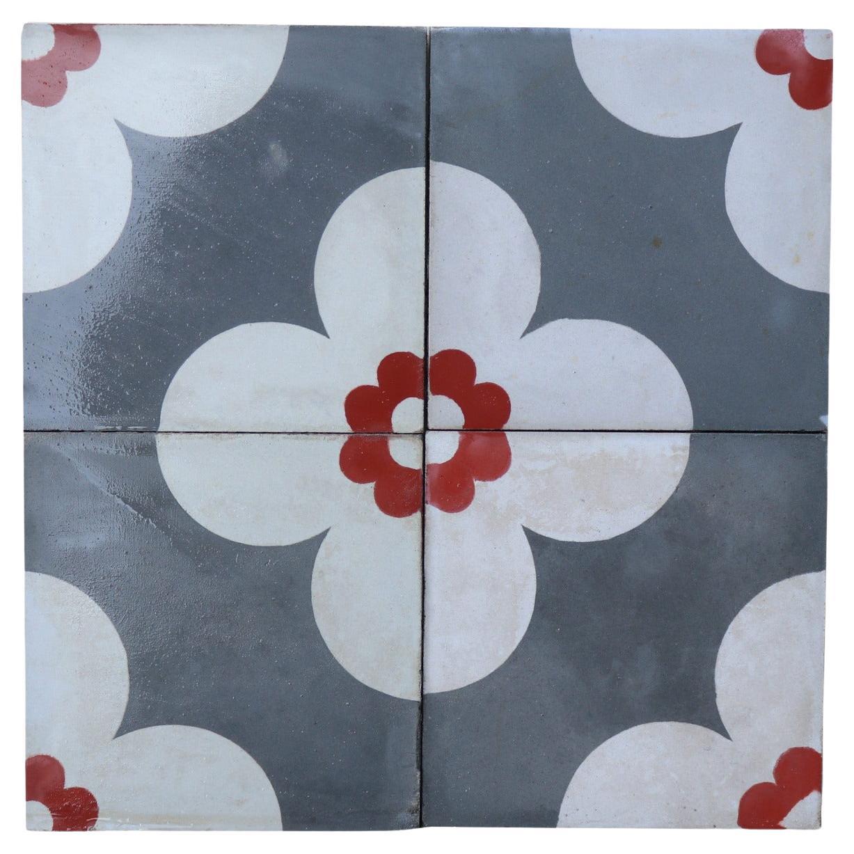 Reclaimed Patterned Encaustic Floor Tiles For Sale