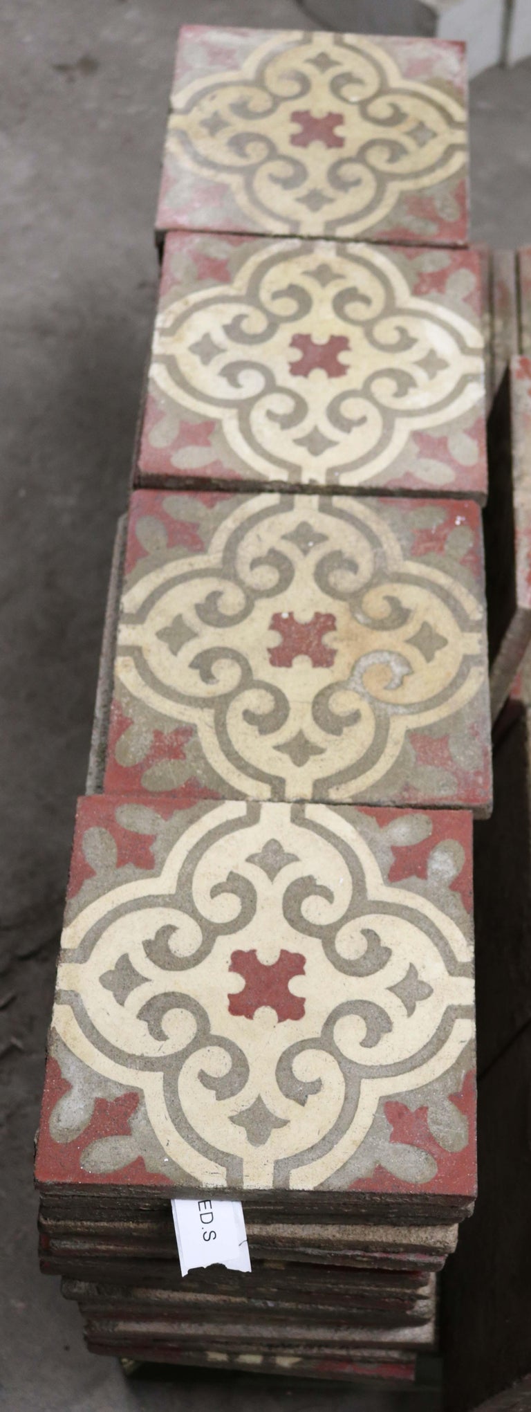 Reclaimed Patterned Encaustic Floor Tiles For Sale at 1stDibs