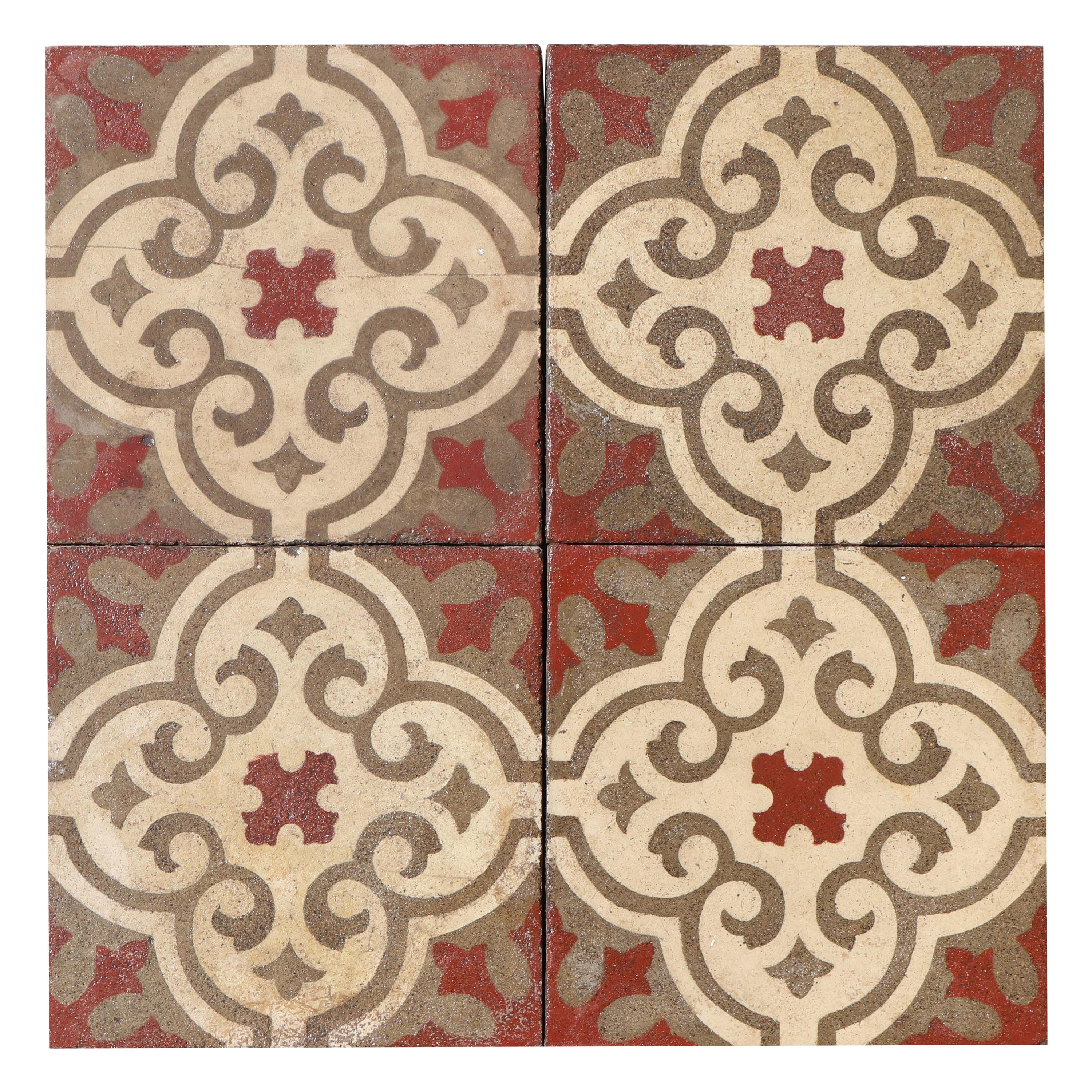 Reclaimed Patterned Encaustic Floor Tiles For Sale at 1stDibs