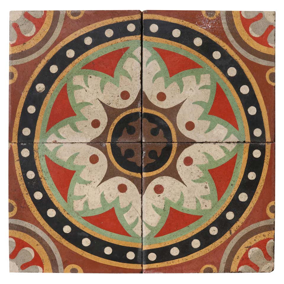 Rustic Encaustic Tile Reclaimed Patterned Encaustic Floor Tiles at 1stDibs | encaustic tile ...