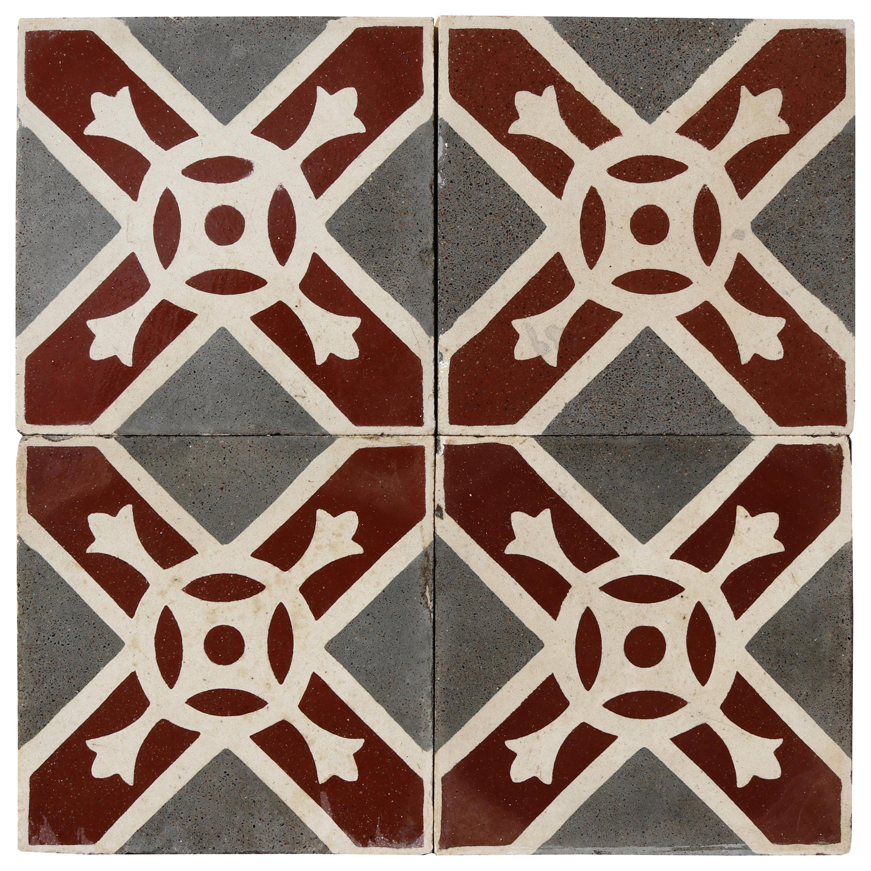 Reclaimed Patterned Encaustic Floor Tiles For Sale at 1stDibs