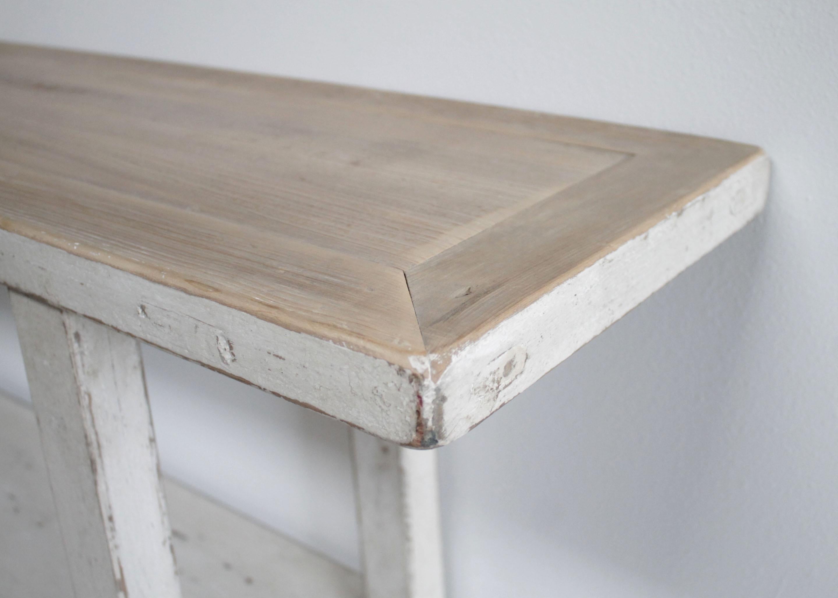 Contemporary Reclaimed Pine Console Table with White Painted Legs